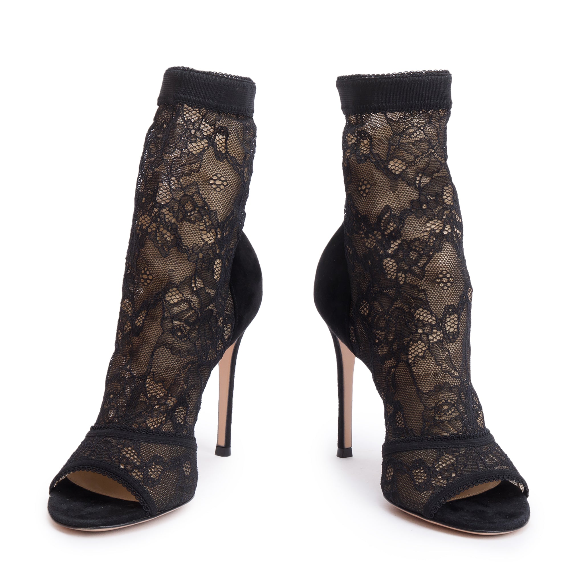 Gianvito Rossi Black Suede Lace Ankle Boots ,Size 37 w/ Box