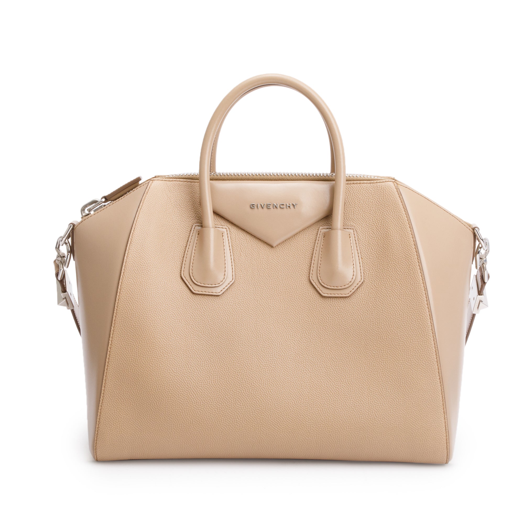 Givenchy Beige Grained/Smoothe Calfskin Leather Medium Antigona Bag
