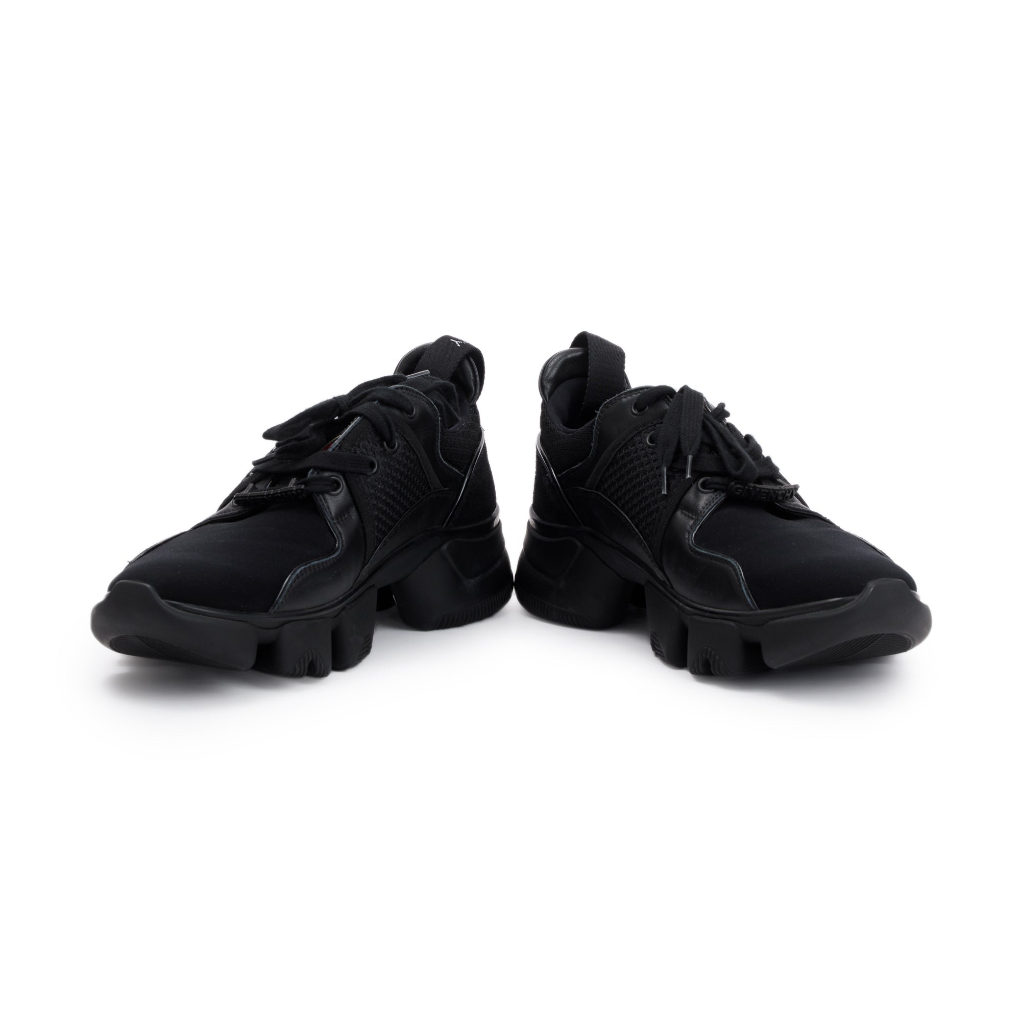 Givenchy Black Calfskin Leather & Fabric Neoprene Jaw Low Sneakers, Size 41