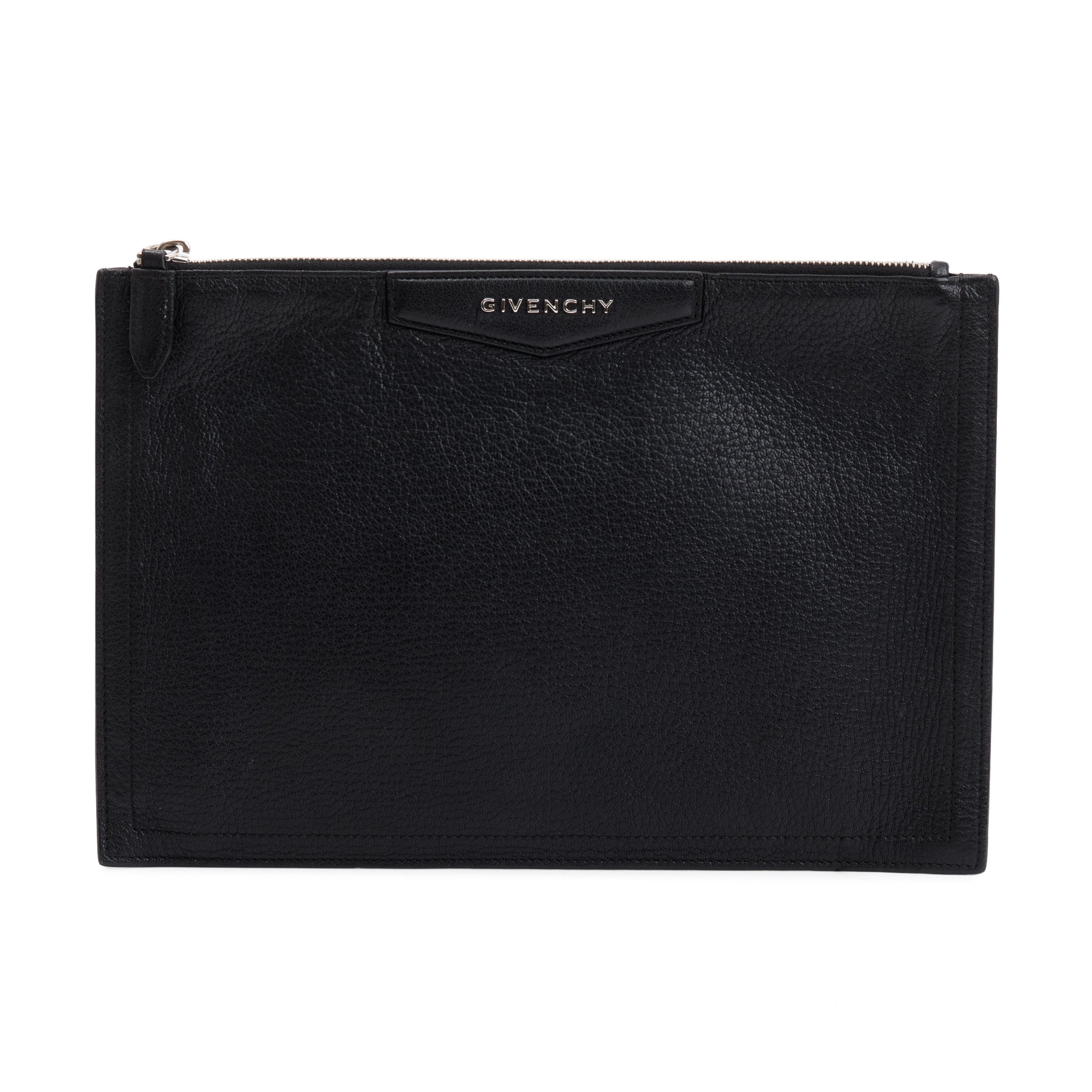Givenchy Black Calfskin Leather Medium Antigona Zip Pouch