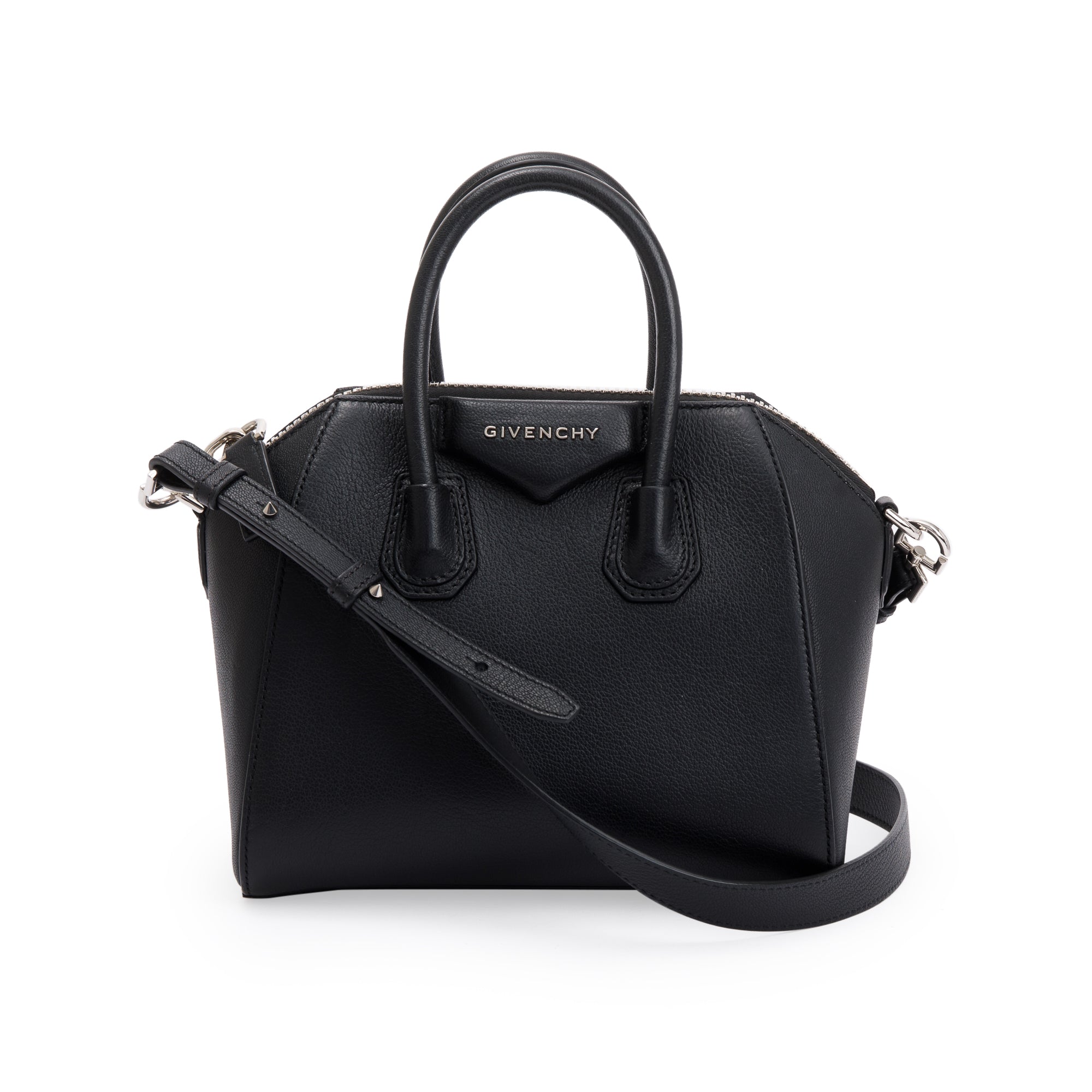 Givenchy Black Calfskin Leather Mini Antigona Bag w/ Strap