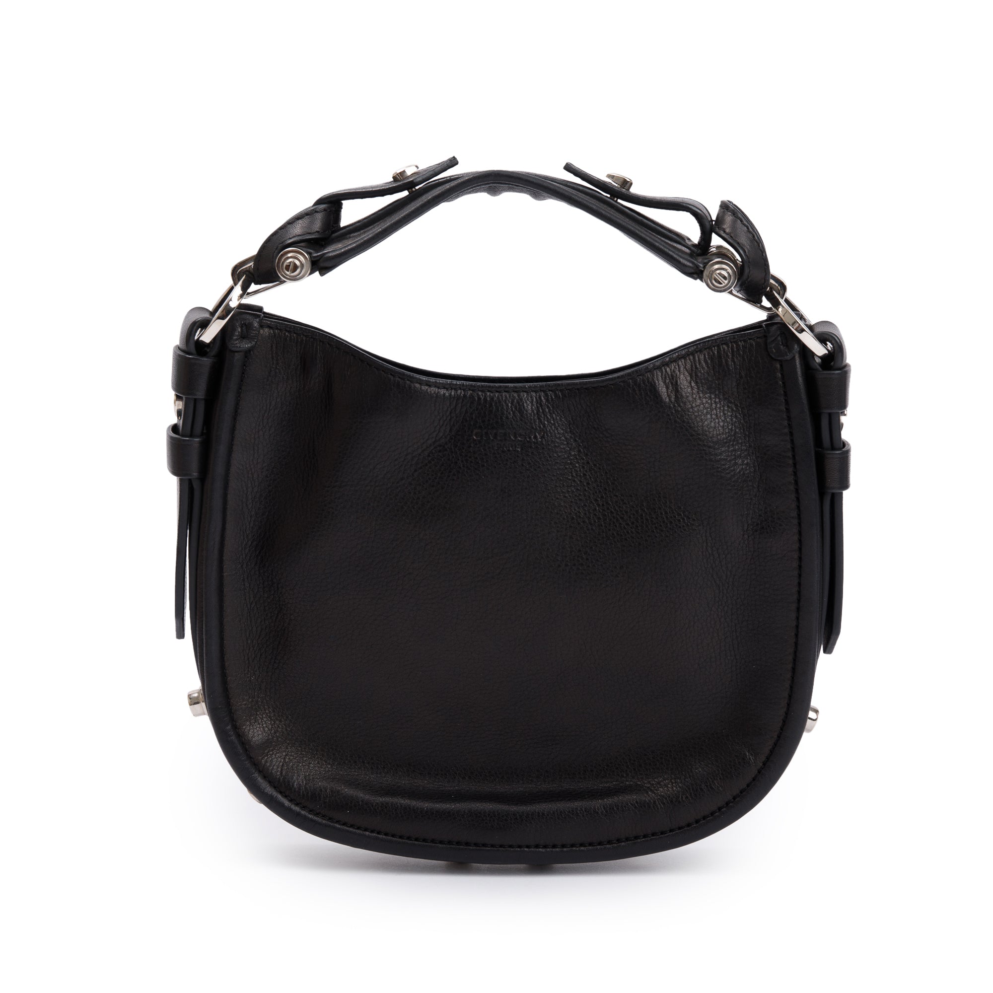 Givenchy Black Calfskin Leather Mini Studded Obsedia Hobo Crossbody Bag