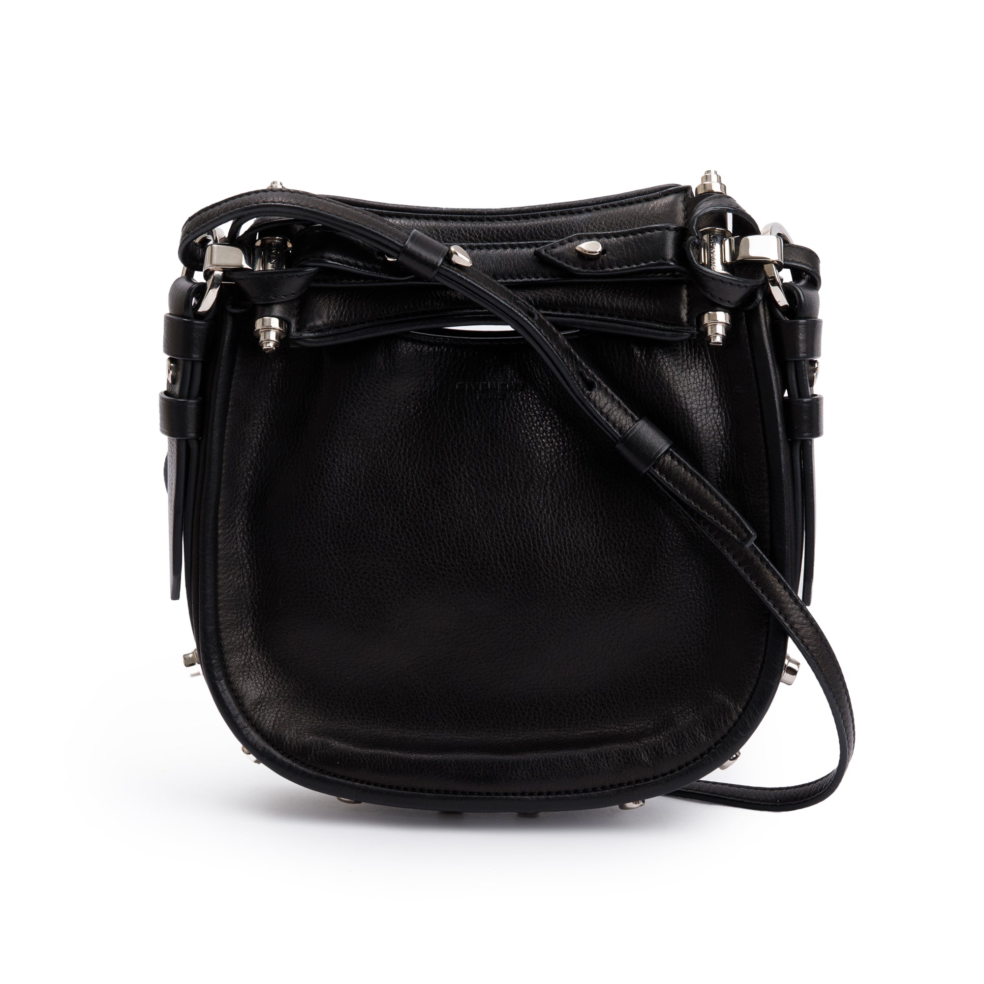 Givenchy Black Calfskin Leather Mini Studded Obsedia Hobo Crossbody Bag