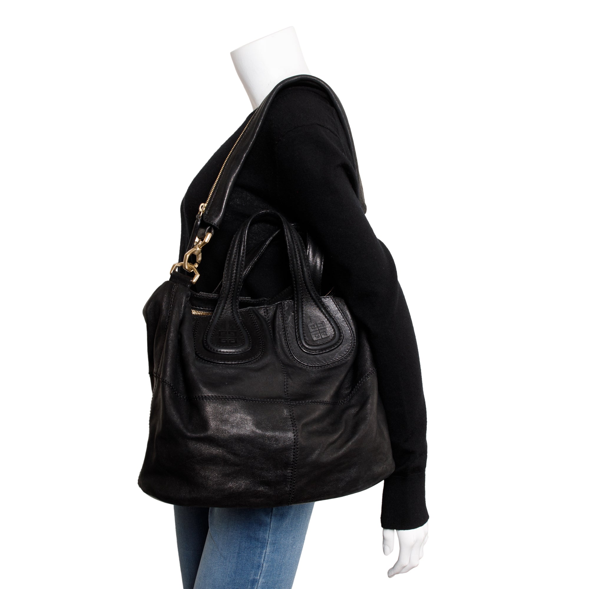 Givenchy Black Calfskin Leather Nightingale Tote w/ Strap
