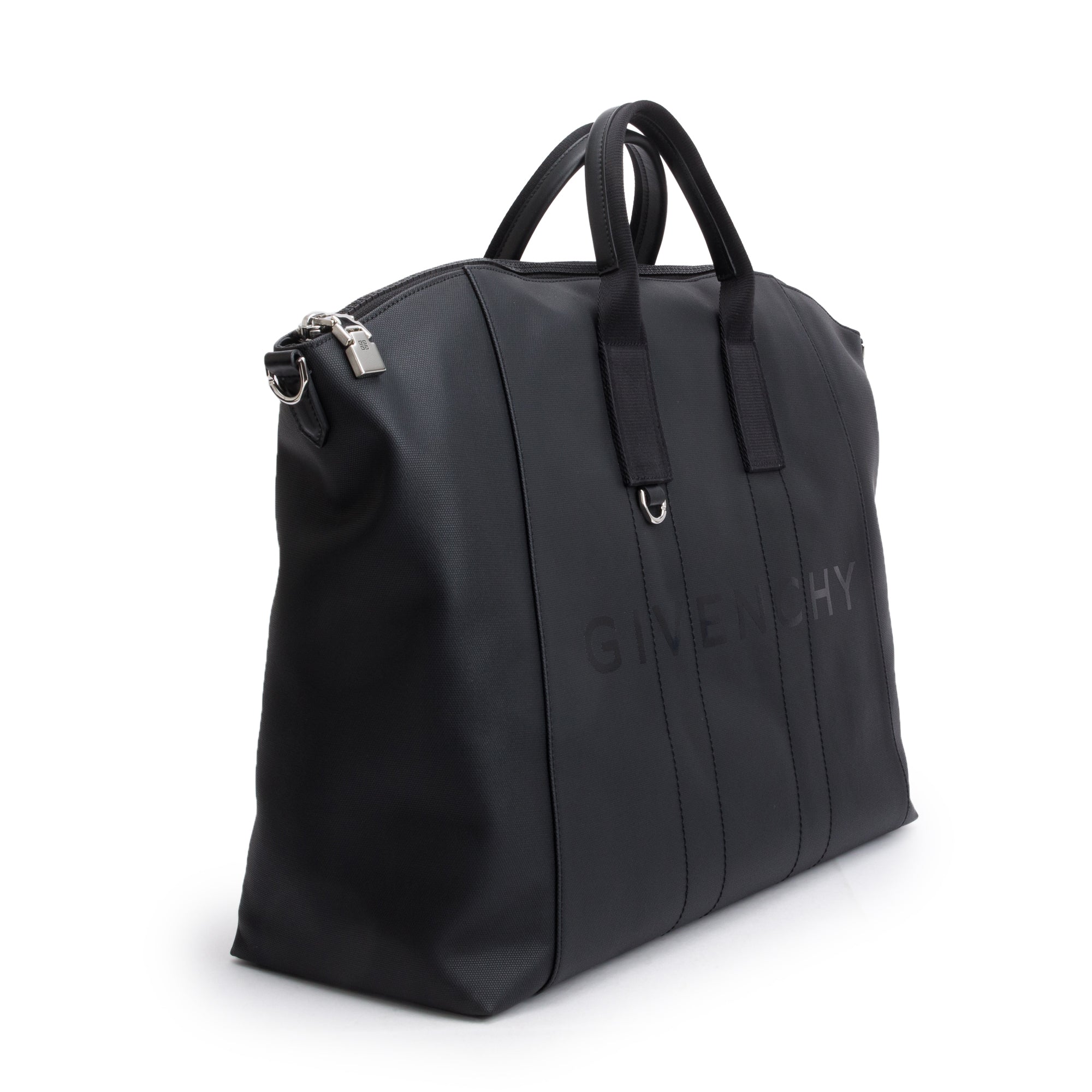 Givenchy Black Coated Canvas Antigona Sport Large Duffle Bag w/ Strap