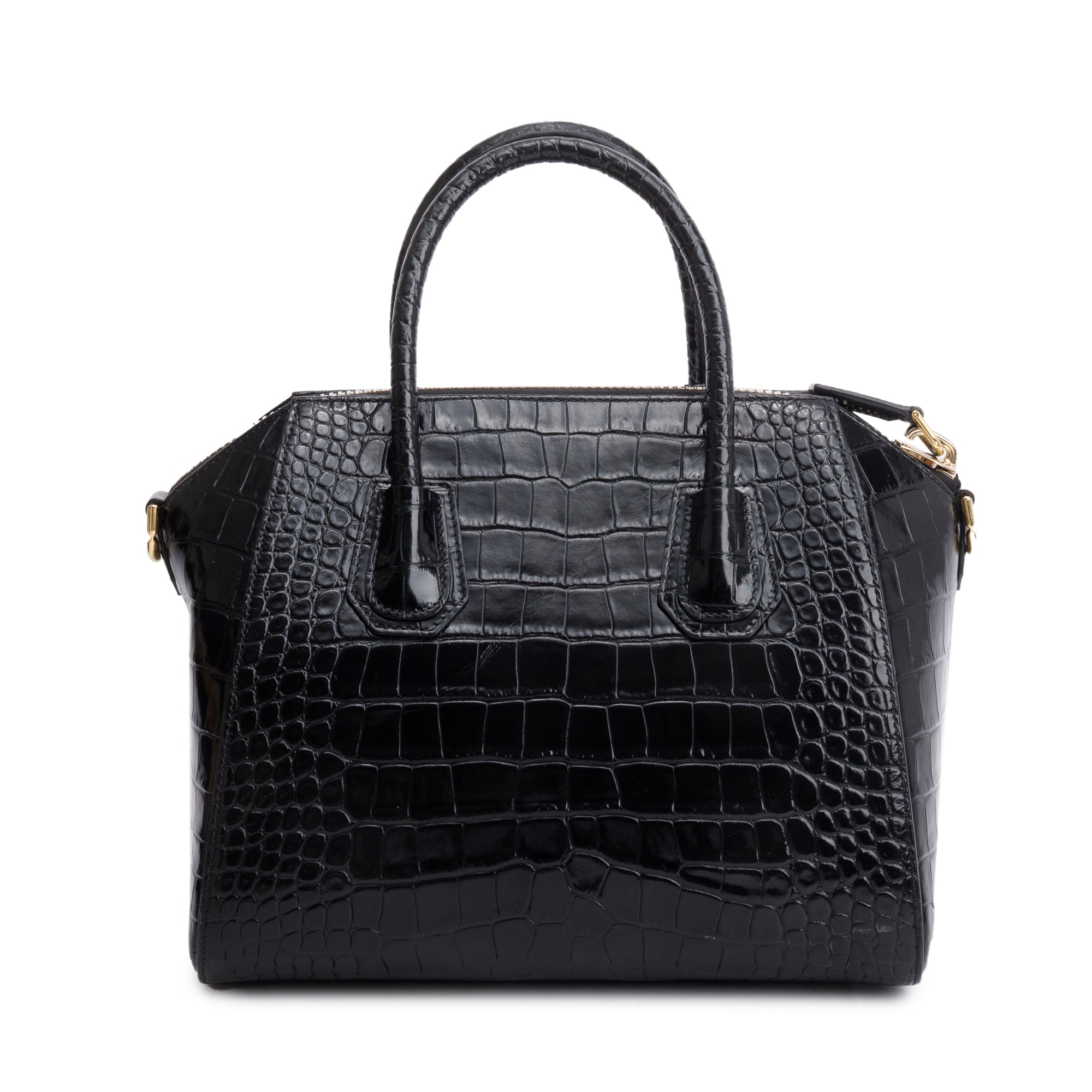 Givenchy Black Croc-Embossed Leather Small Antigona Bag