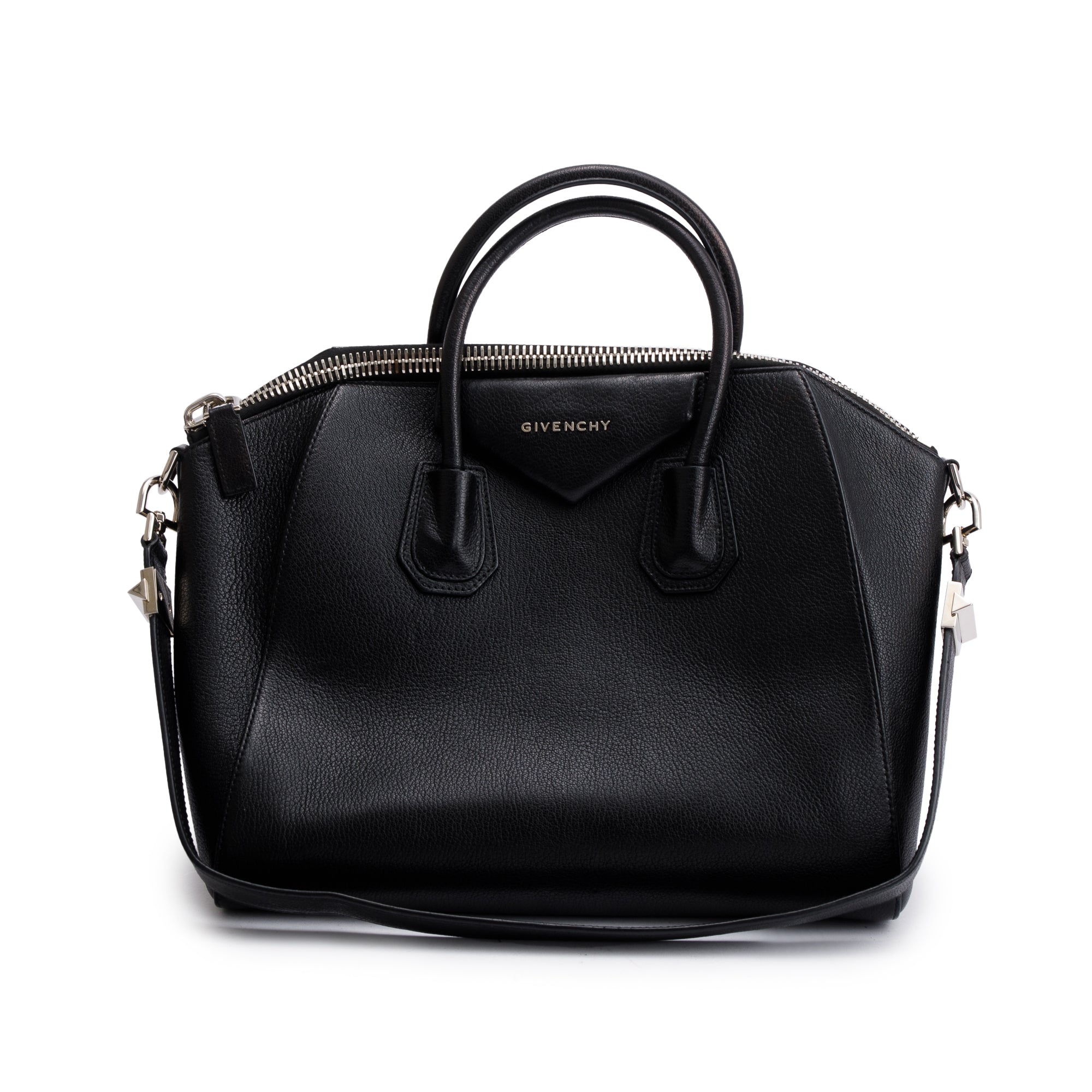 Givenchy Black Grained Calfskin Leather Medium Antigona Bag