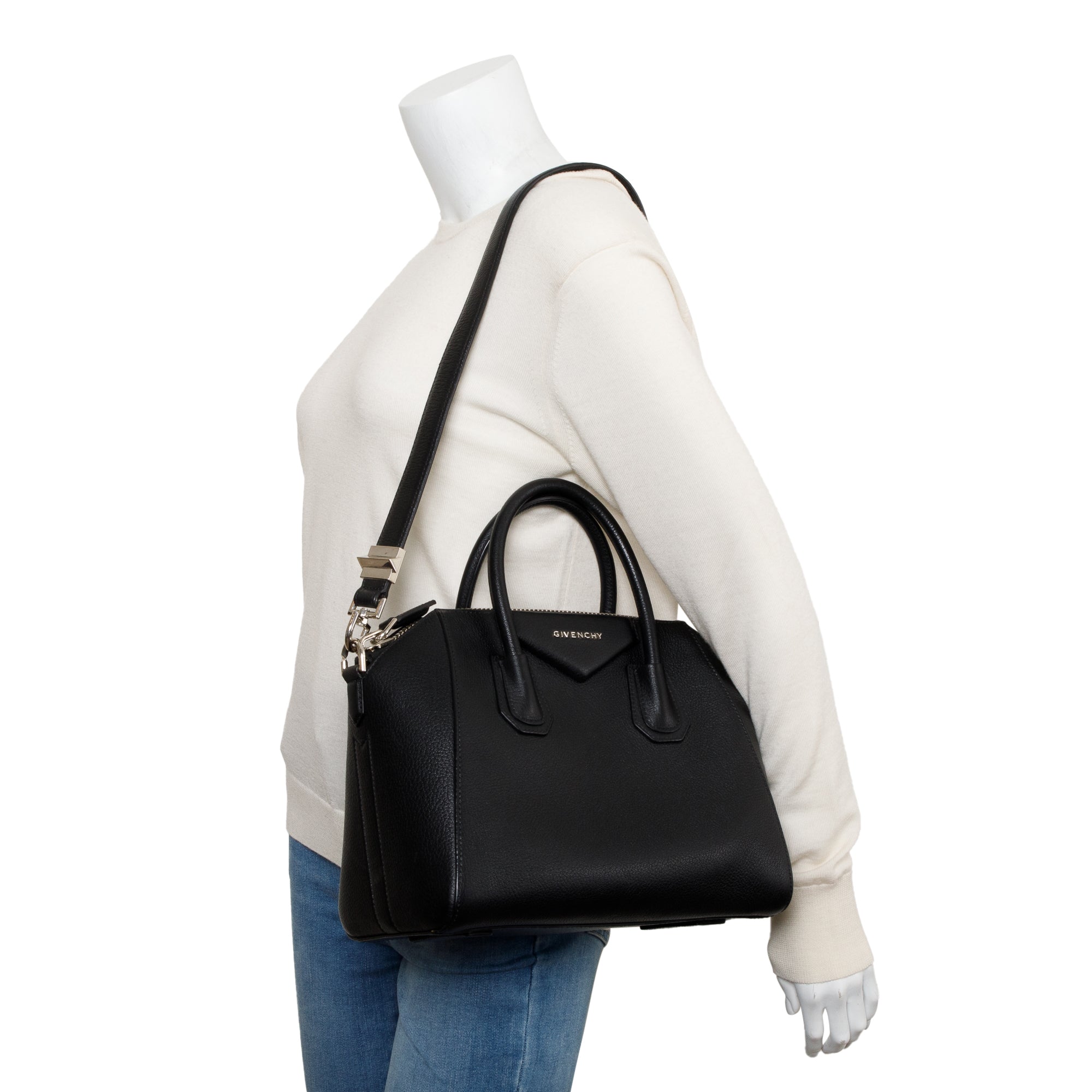 Givenchy Black Grained Leather Small Antigona Bag