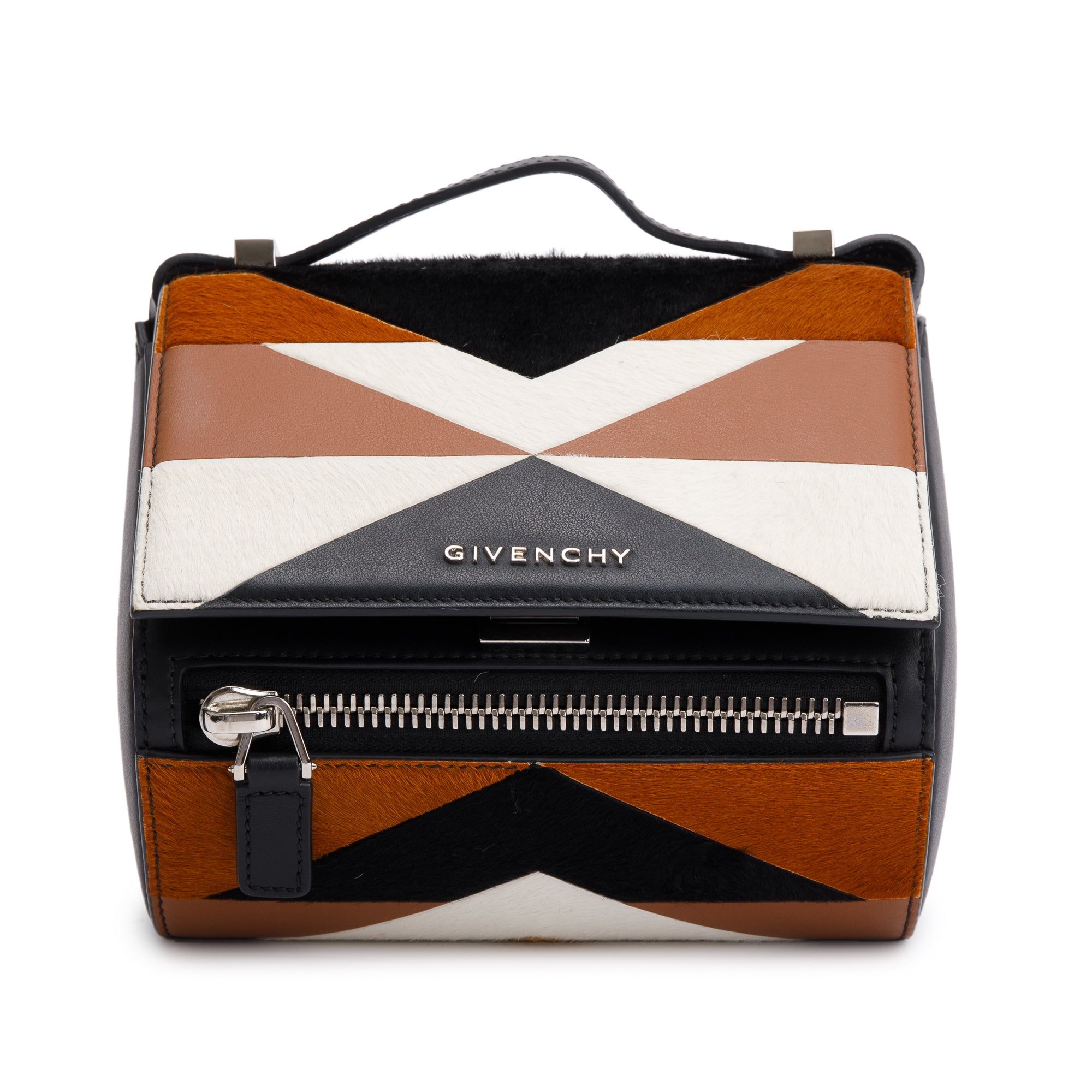 Givenchy Black Multicolor Cow Hair Calfskin Mini Pandora Box Crossbody Bag