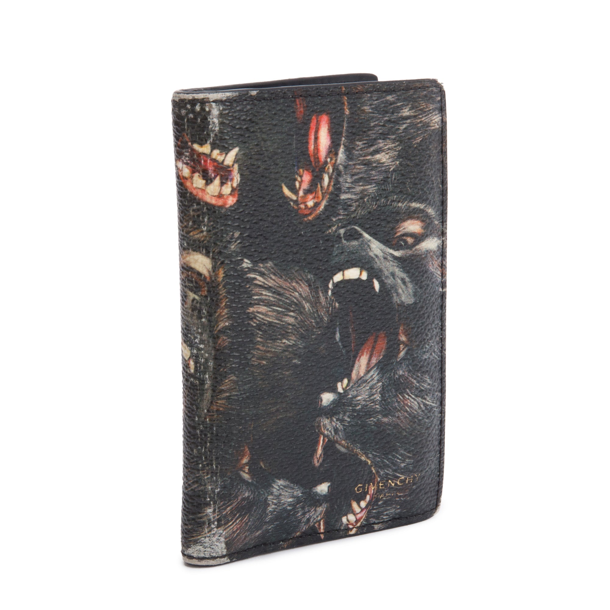 Givenchy Black Multicolor Screaming Monkey Print Card Holder w/ Box