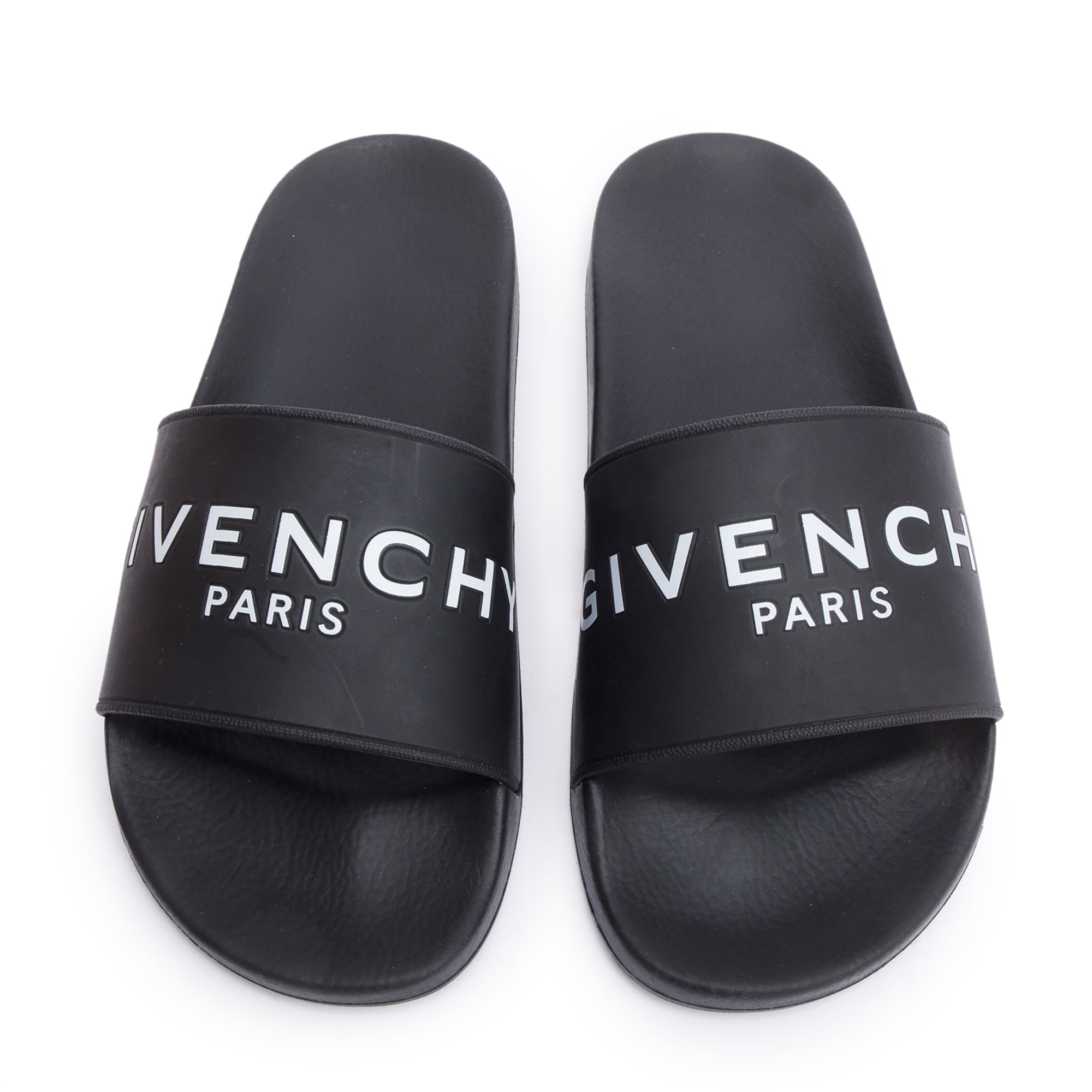 Givenchy Black Rubber Logo Slides, Size 39