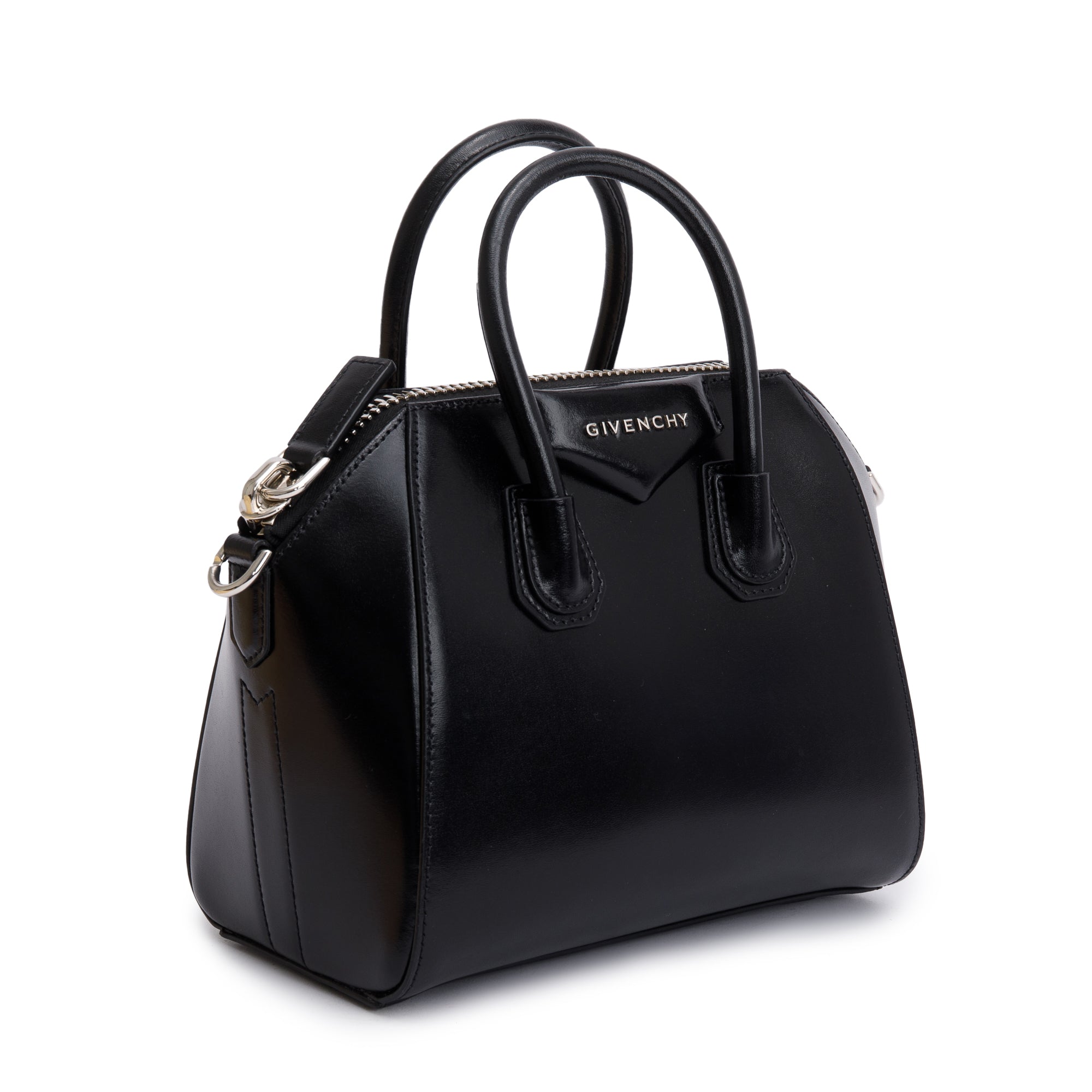 Givenchy Black Smooth Calfskin Leather Mini Antigona Bag w/ Strap
