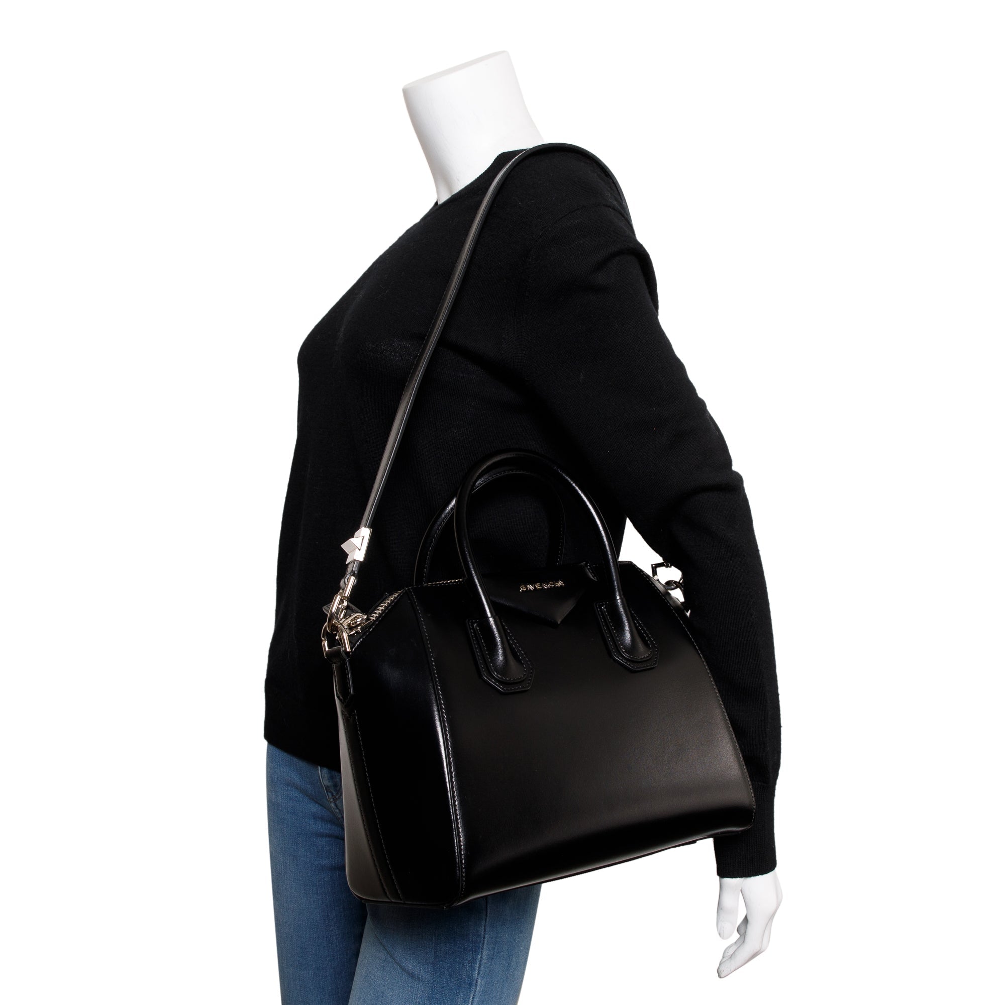 Givenchy Black Smooth Calfskin Leather Small Antigona Bag