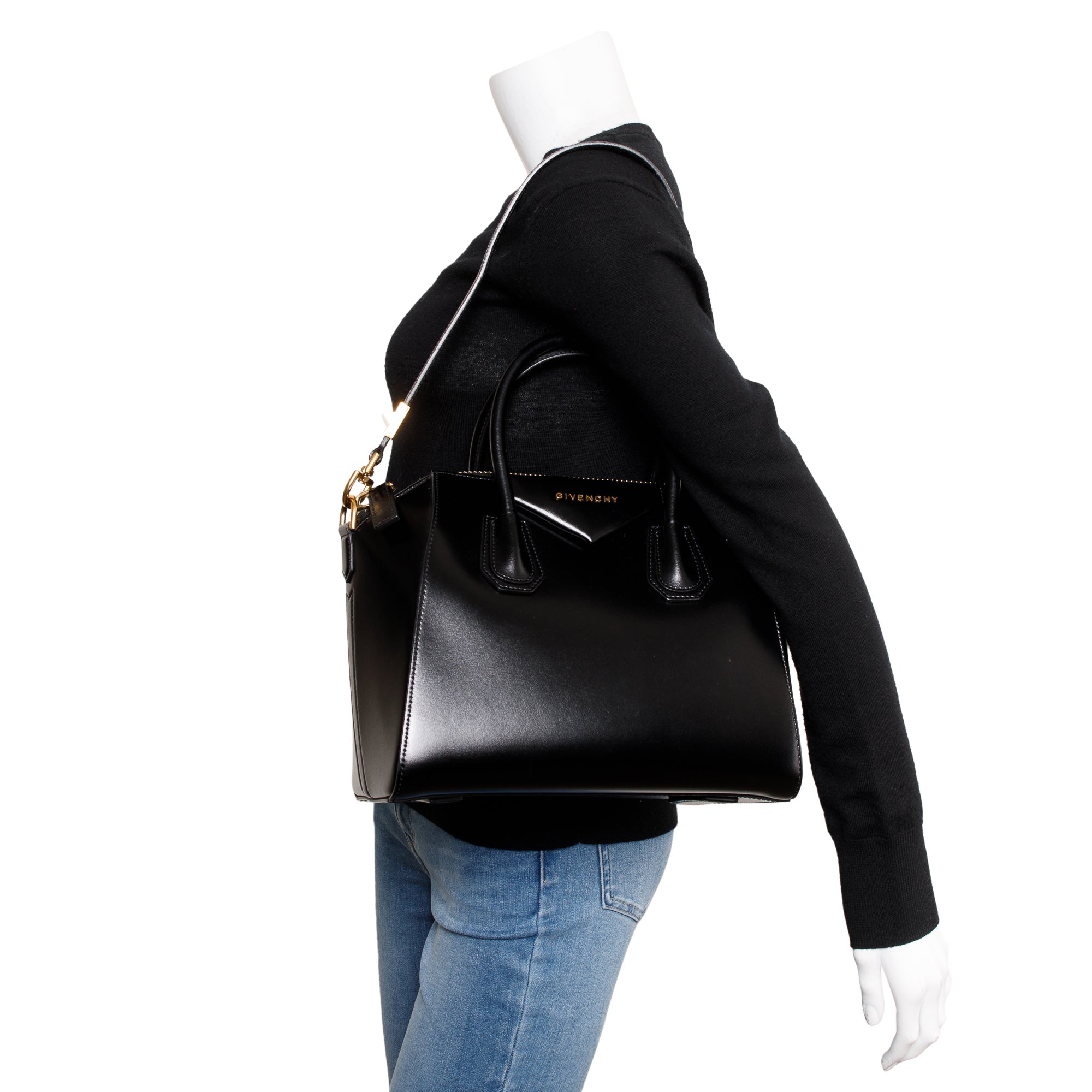 Givenchy Black Smooth Calfskin Leather Small Antigona Bag