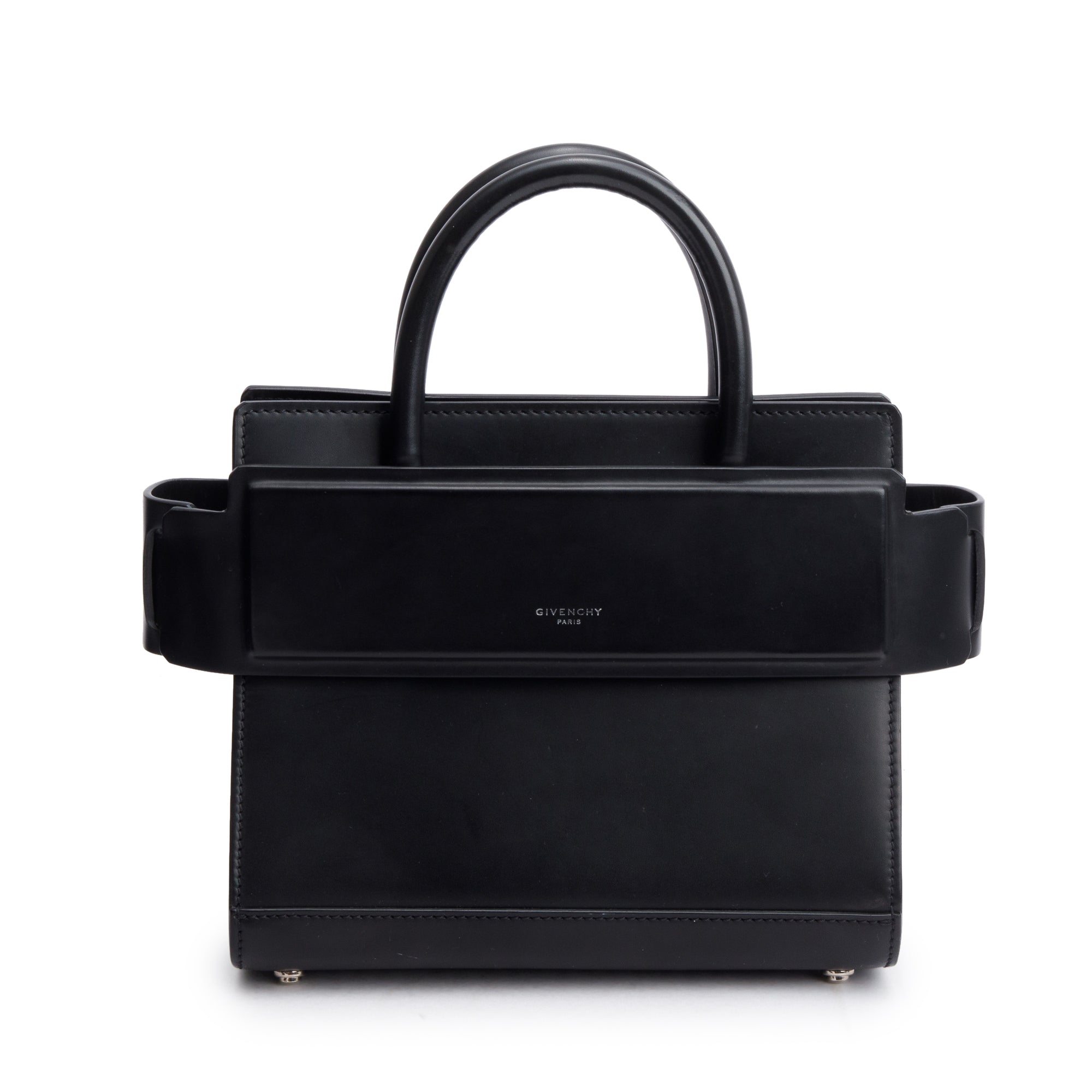 Givenchy Black Smooth Leather Small Horizon Top Handle bag