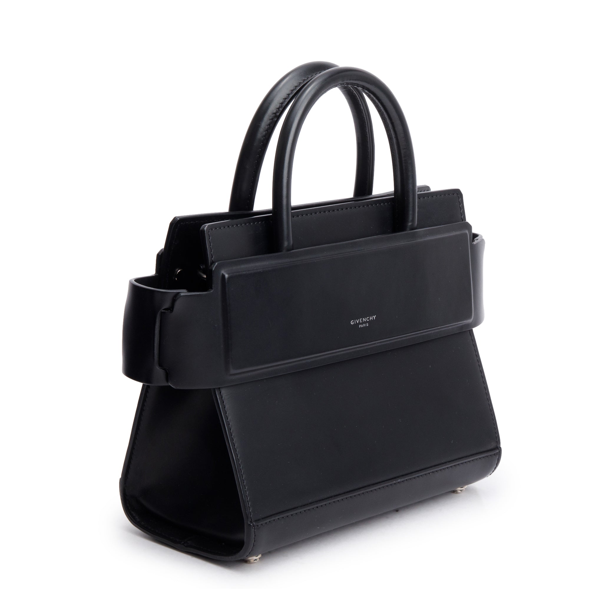 Givenchy Black Smooth Leather Small Horizon Top Handle bag