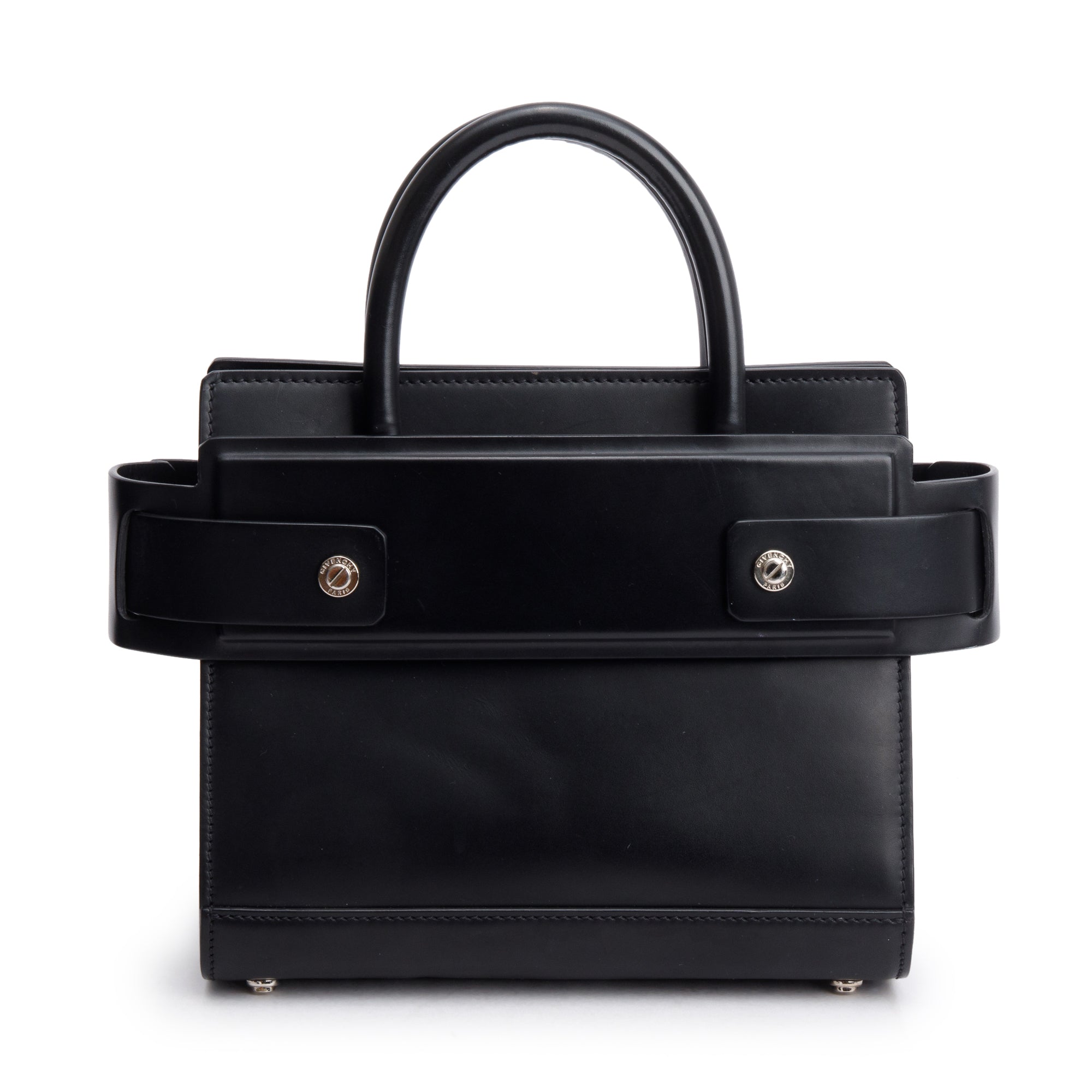 Givenchy Black Smooth Leather Small Horizon Top Handle bag