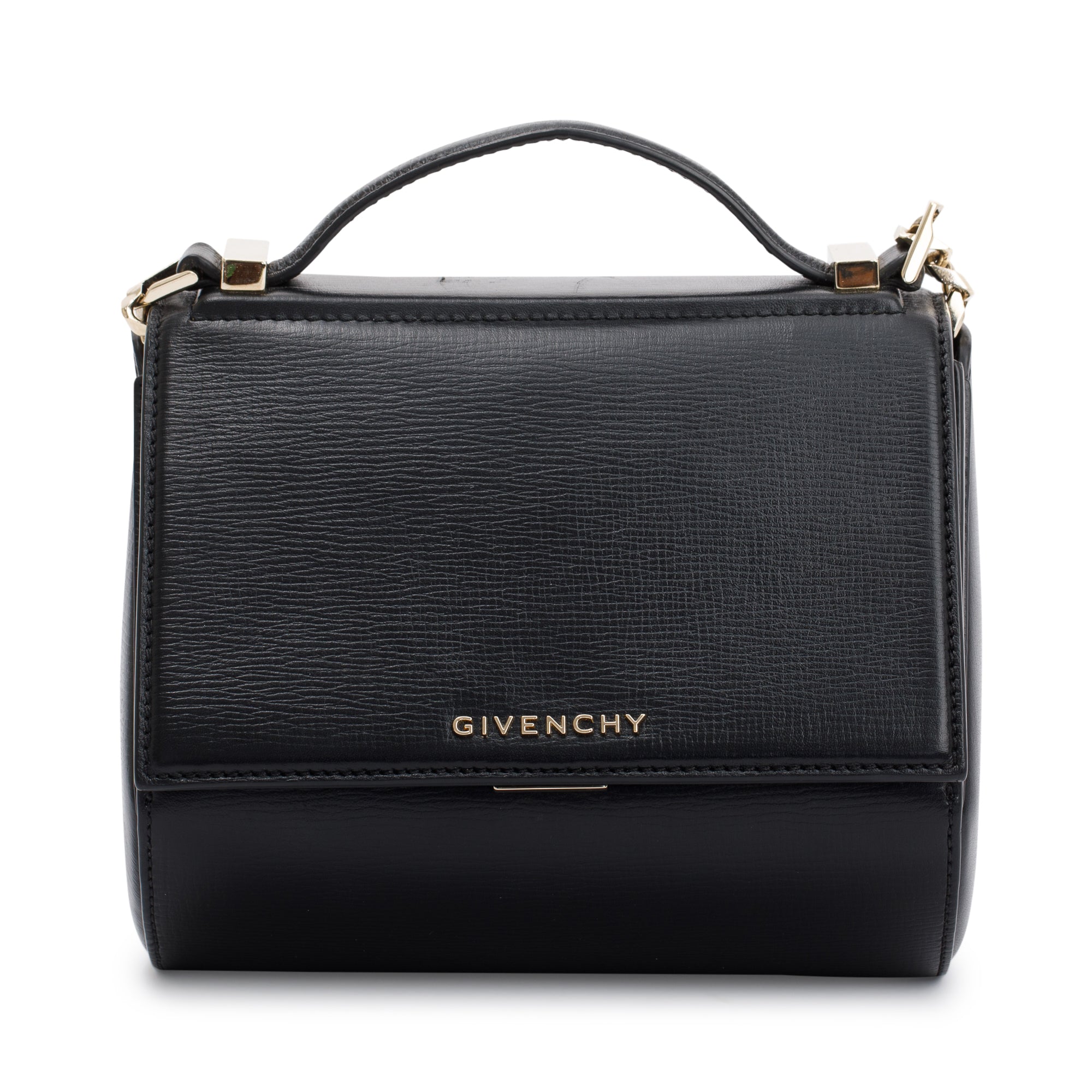 Givenchy Black Textured Calfskin Mini Pandora Box Chain Bag