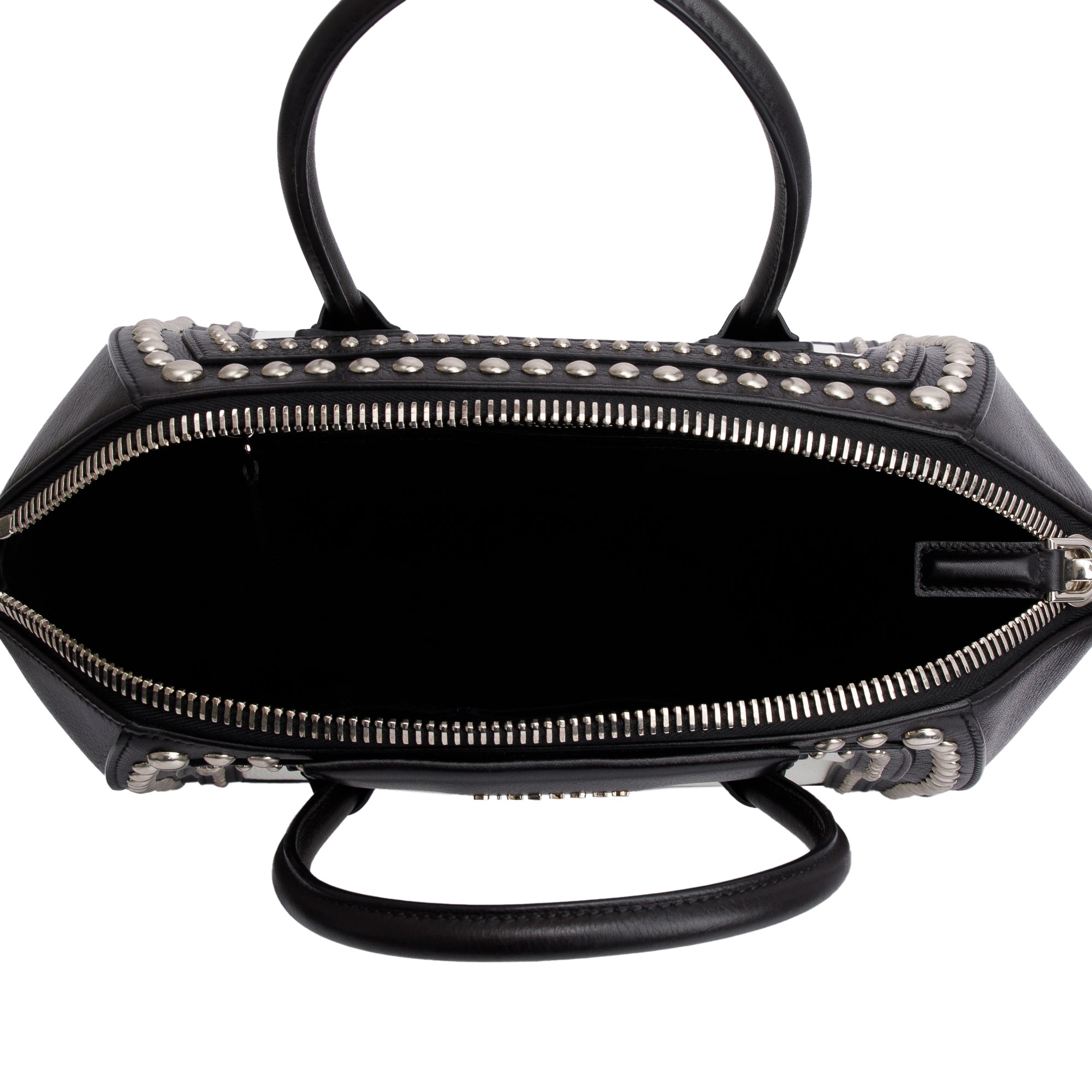 Givenchy Black/White Calfskin Leather Studded Medium Antigona Bag