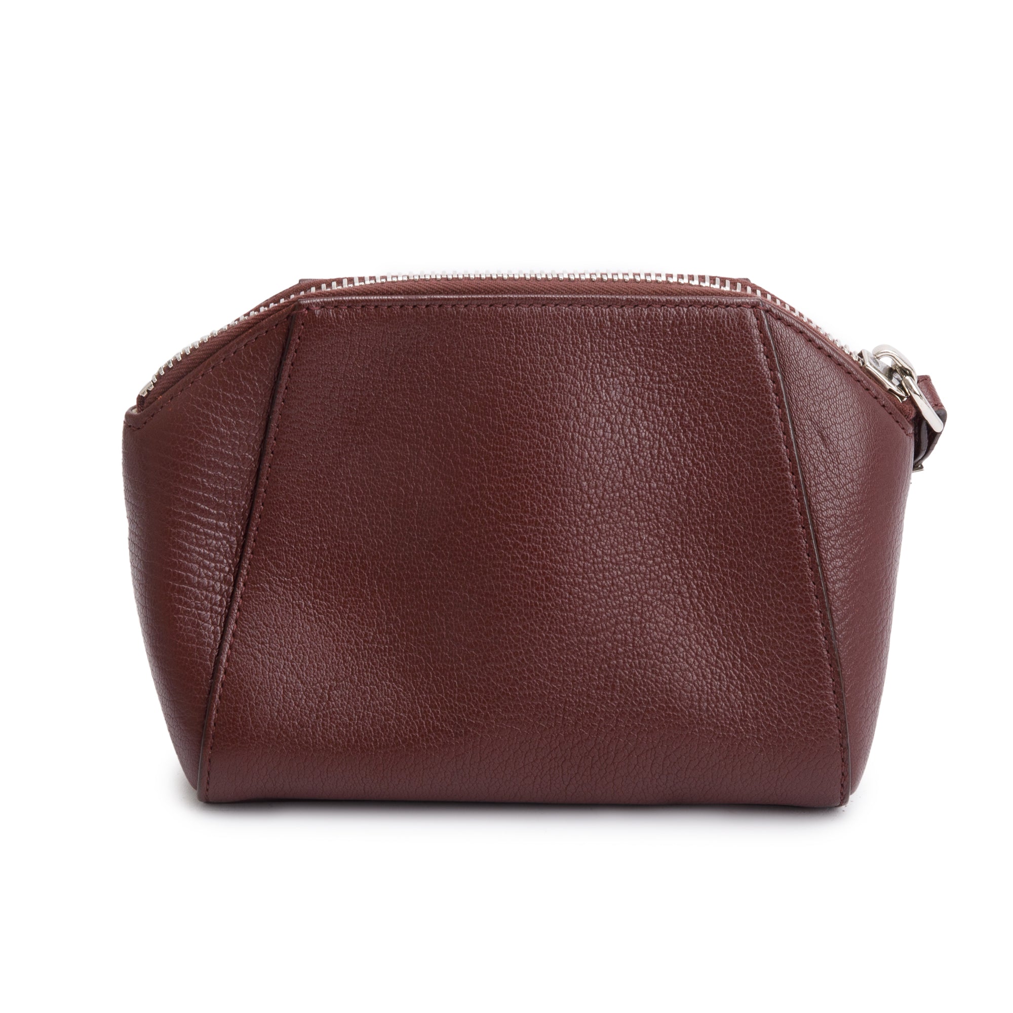Givenchy Burgundy Calfskin Leather Small Antigona Beauty Wristlet Bag