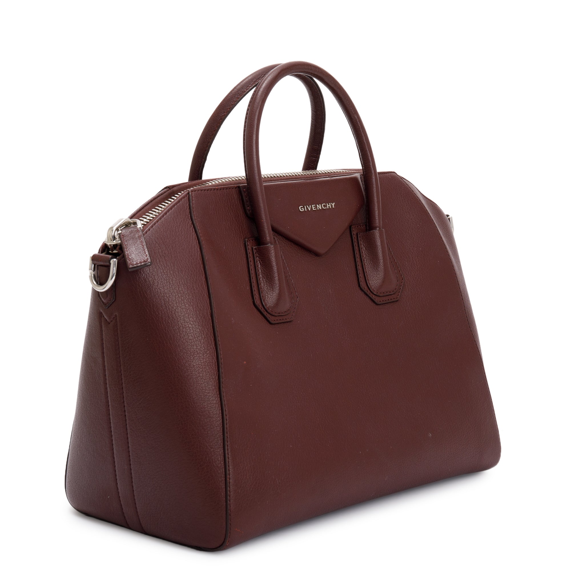 Givenchy Burgundy Grained Leather Medium Antigona Bag