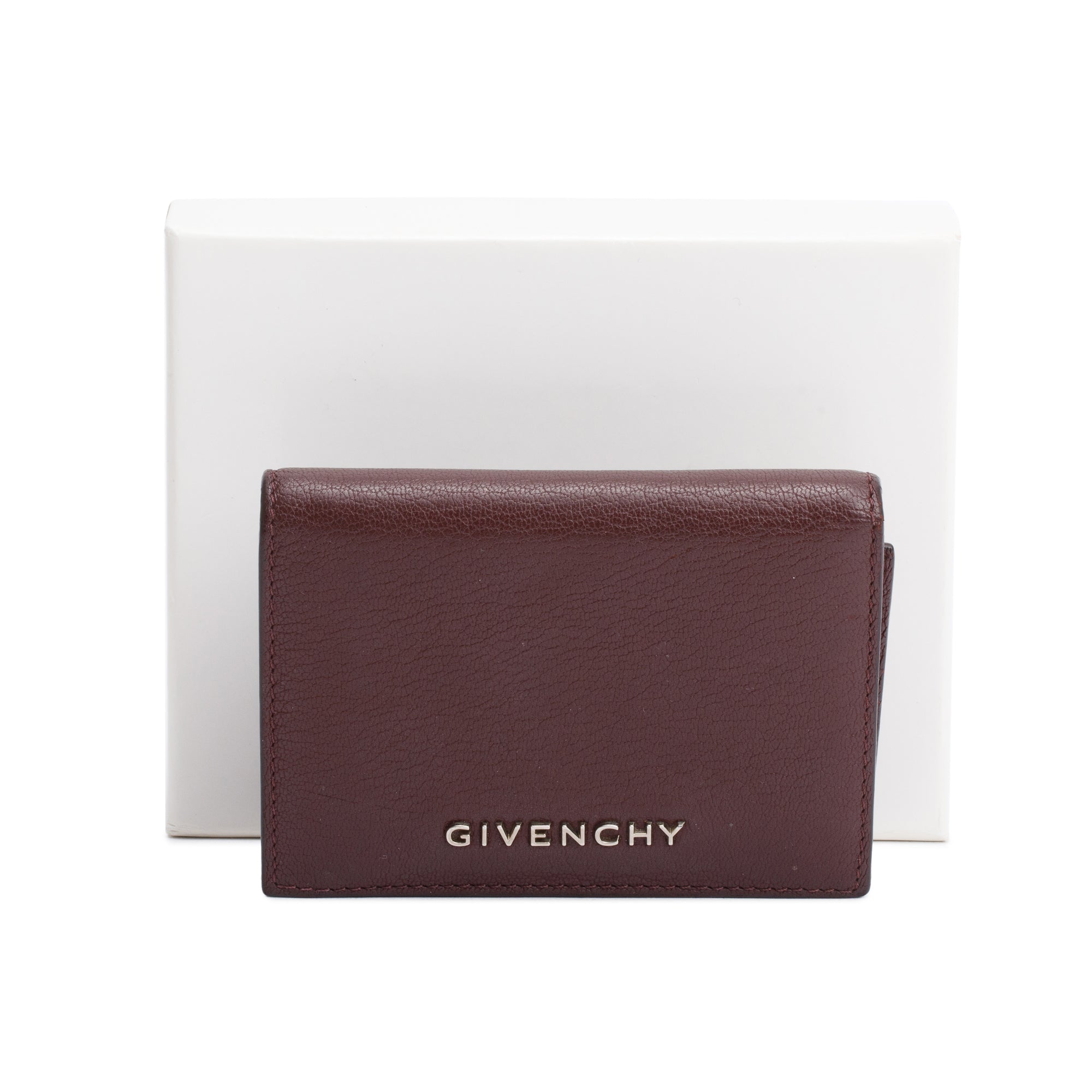 Givenchy Burgundy Leather Trifold Compact Wallet w/ Box