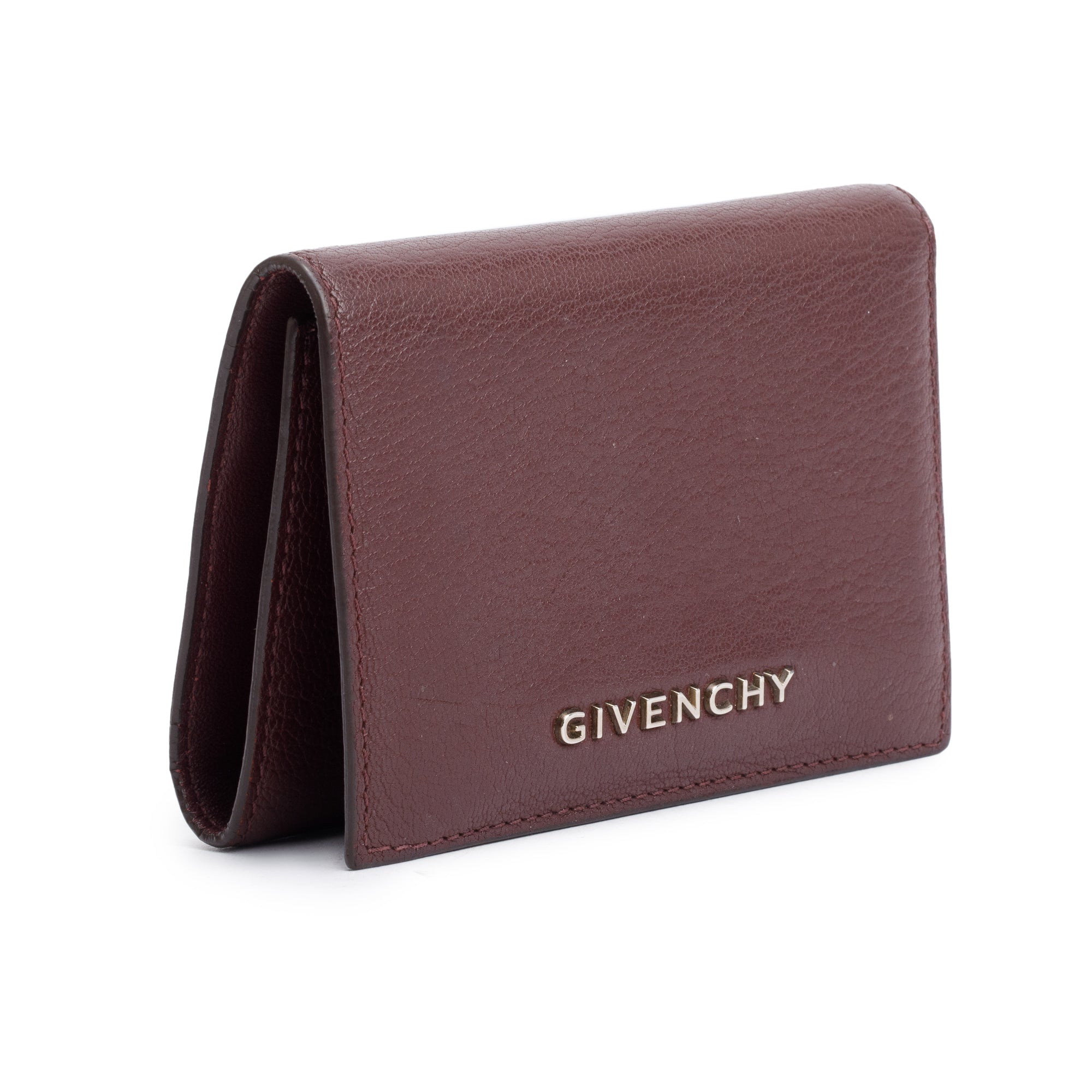 Givenchy Burgundy Leather Trifold Compact Wallet w/ Box