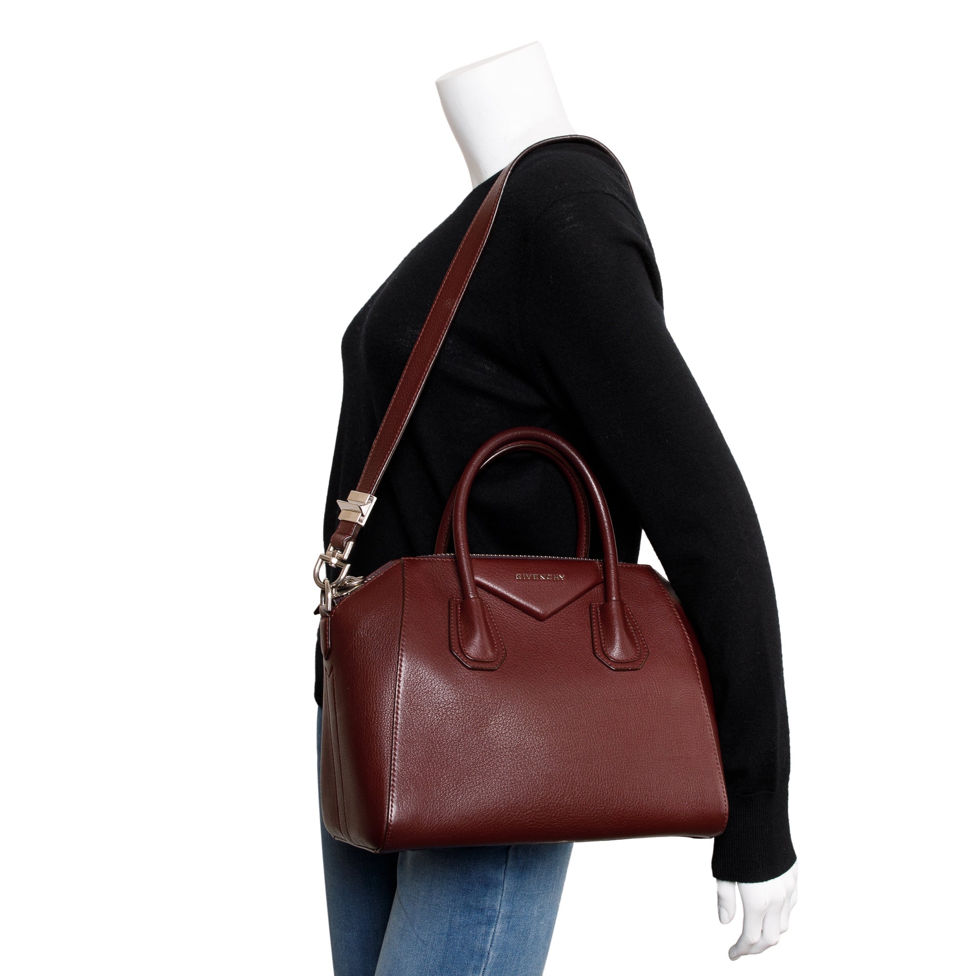 Givenchy Burgundy Sugar Goatskin Leather Small Antigona Bag