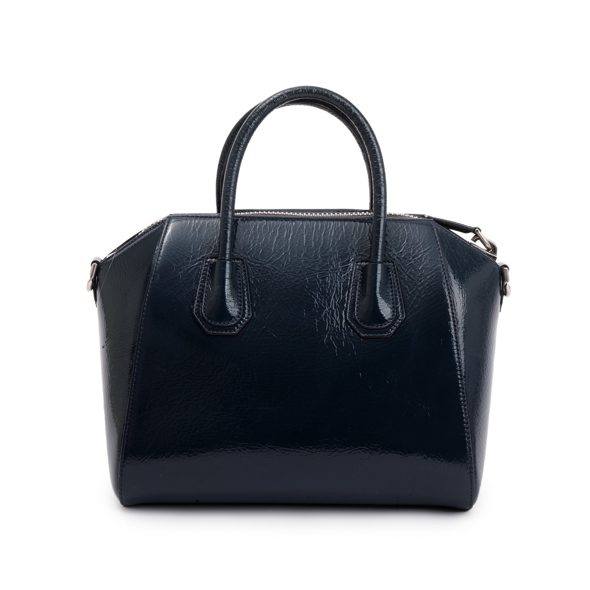 Givenchy Deep Blue Textured Patent Leather Small Antigona Bag