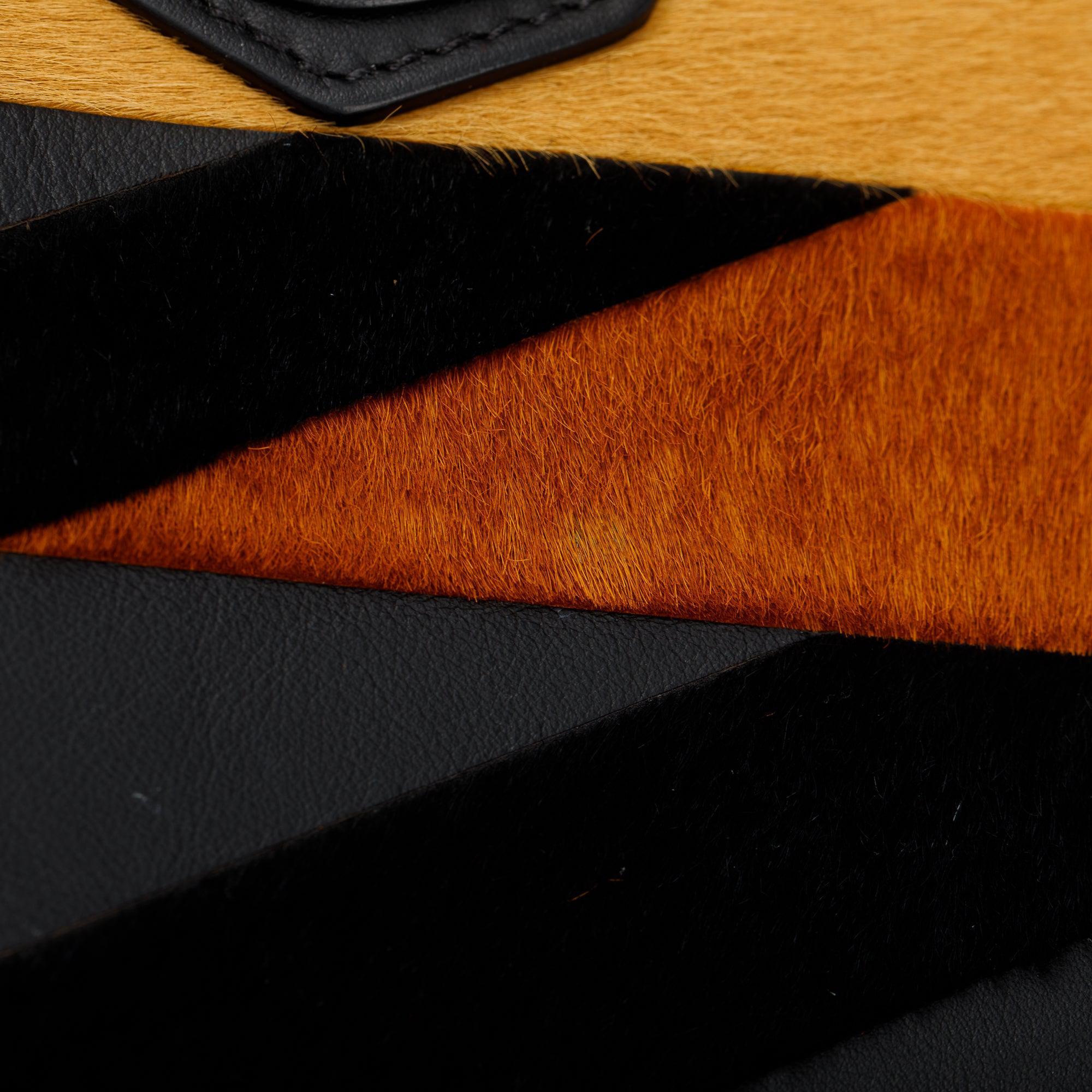 Givenchy Fur Trim Black Calfskin Leather Medium Antigona Bag