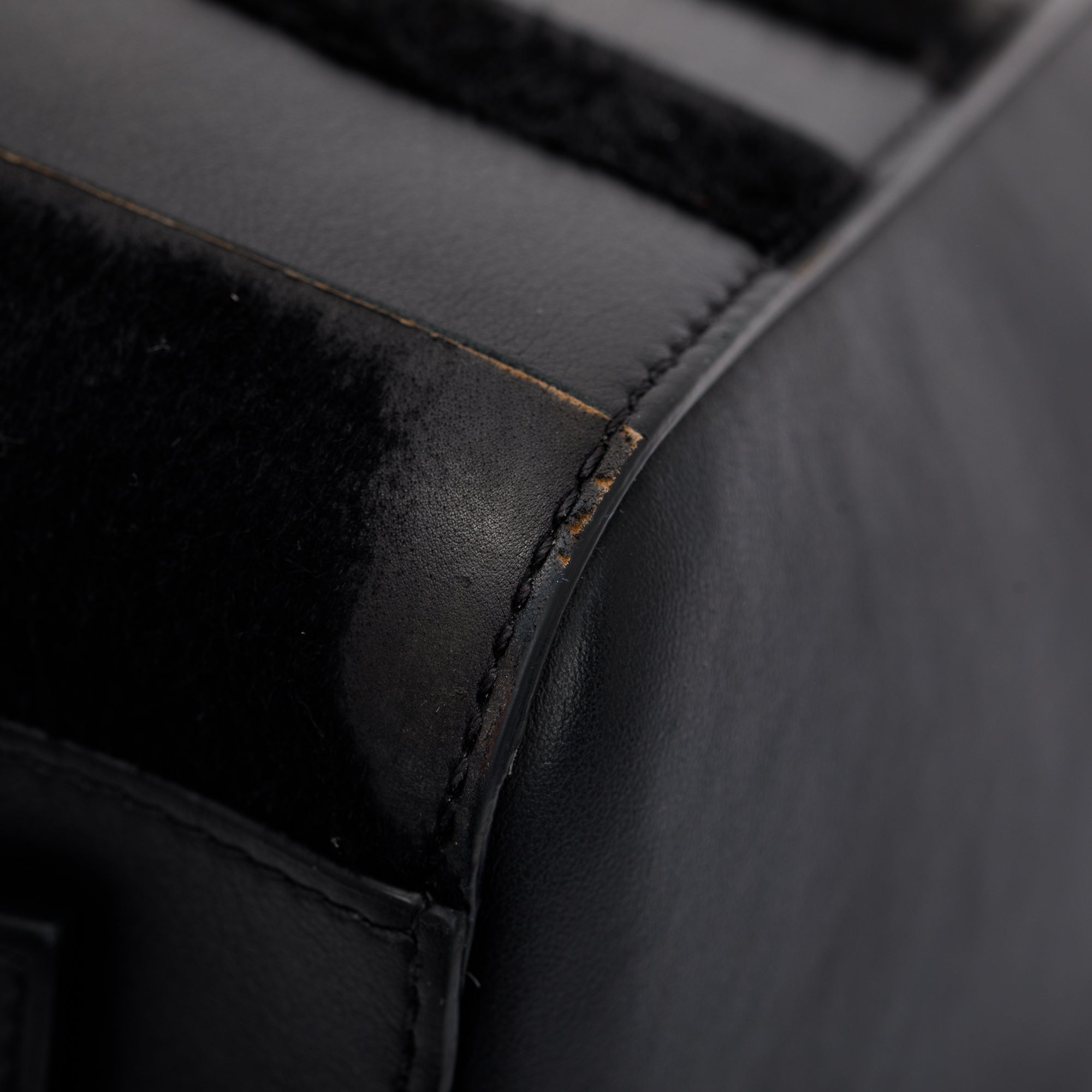 Givenchy Fur Trim Black Calfskin Leather Medium Antigona Bag