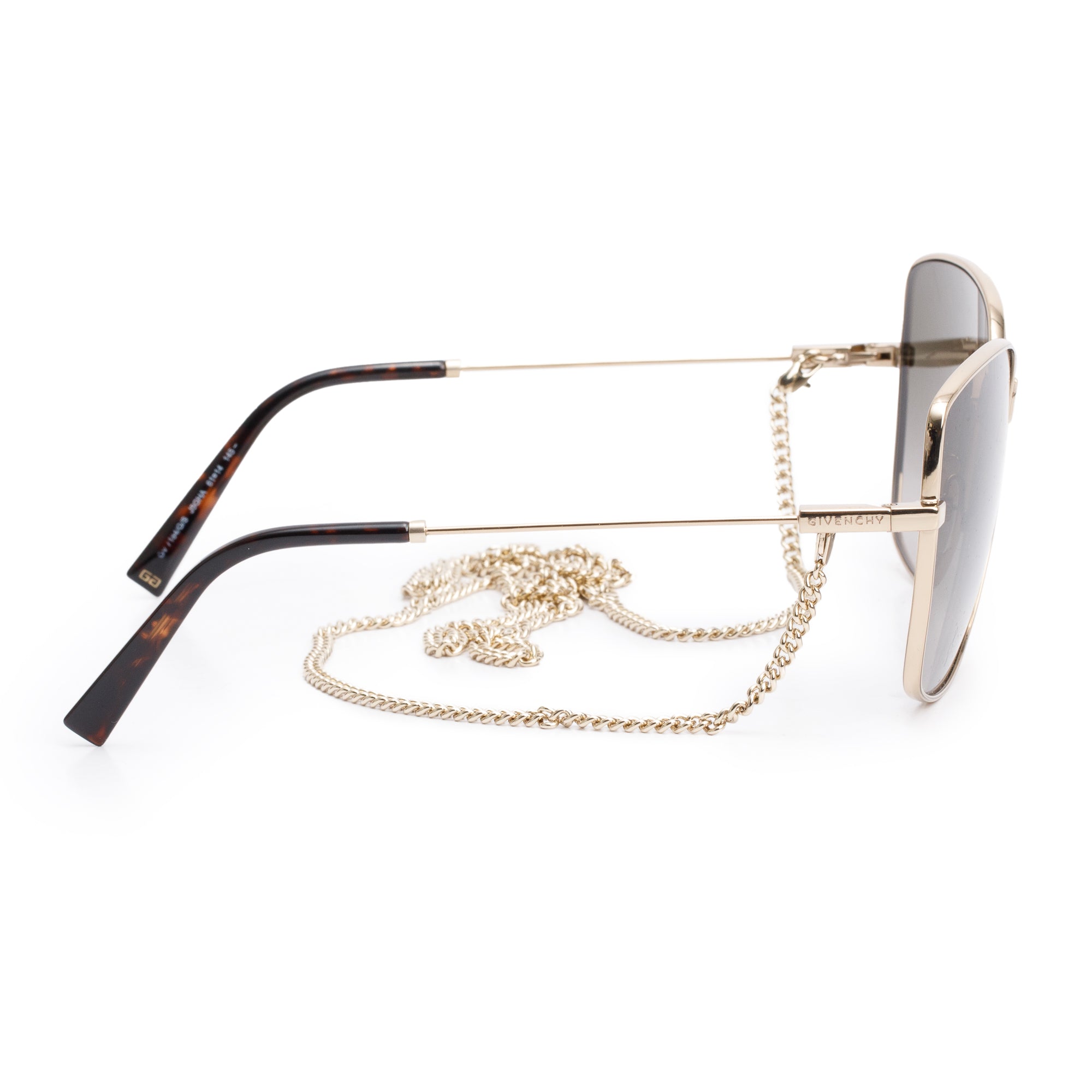 Givenchy GV7184/G/S Gold Tone Metal Aviator Chain Sunglasses w/ Case