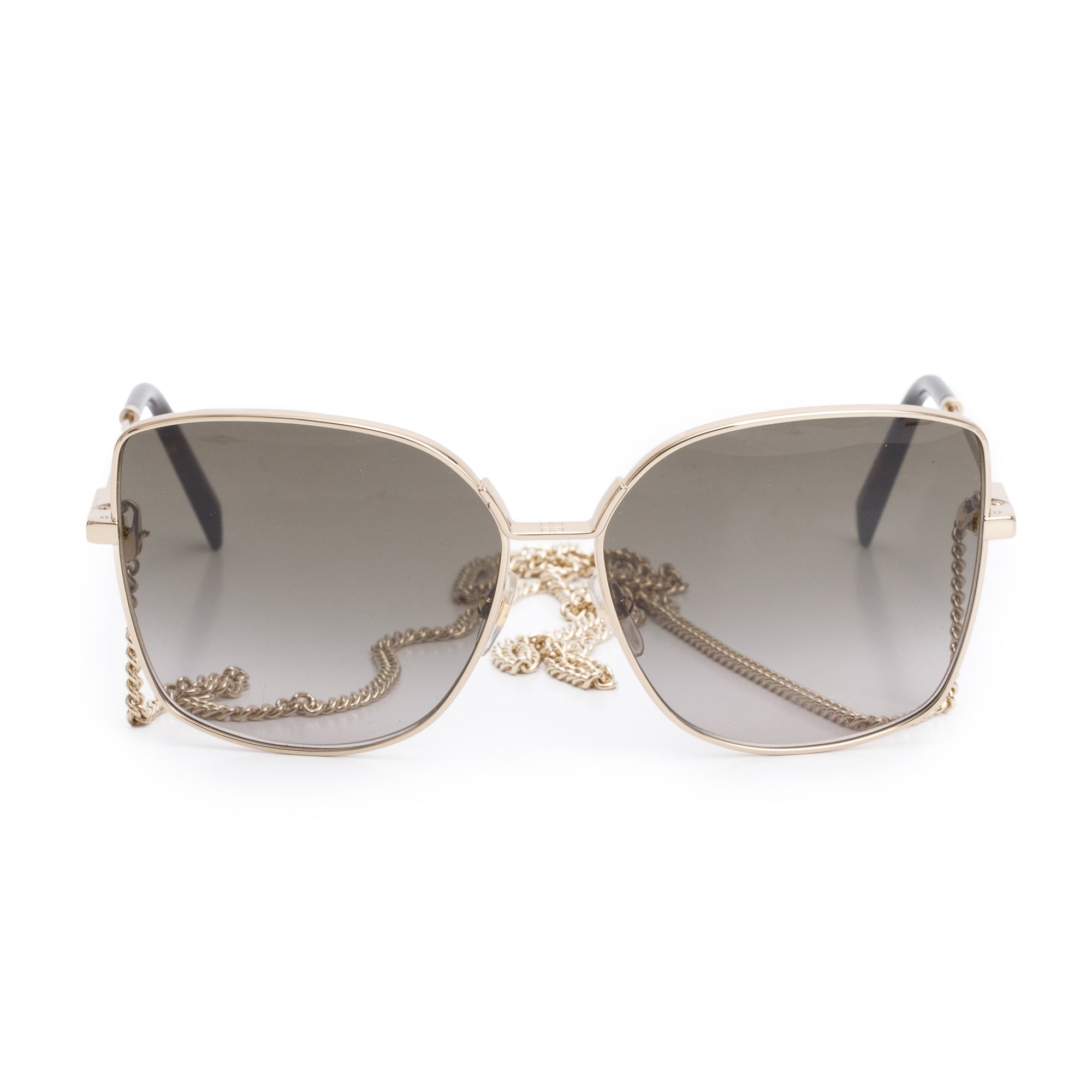 Givenchy GV7184/G/S Gold Tone Metal Aviator Chain Sunglasses w/ Case