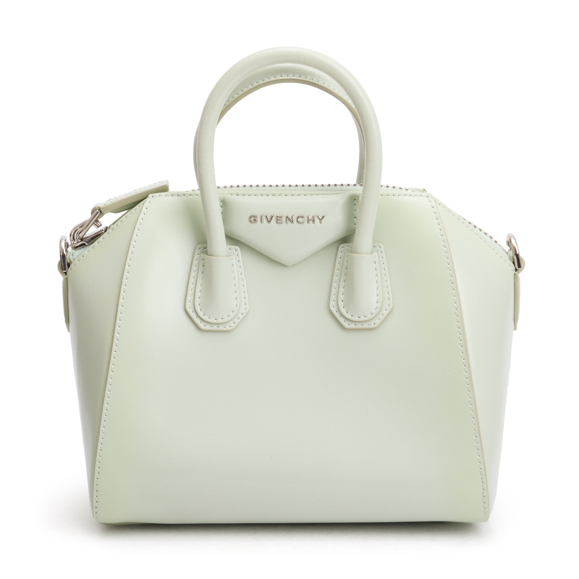 Givenchy Green Box Leather Mini Antigona Bag w/ Strap