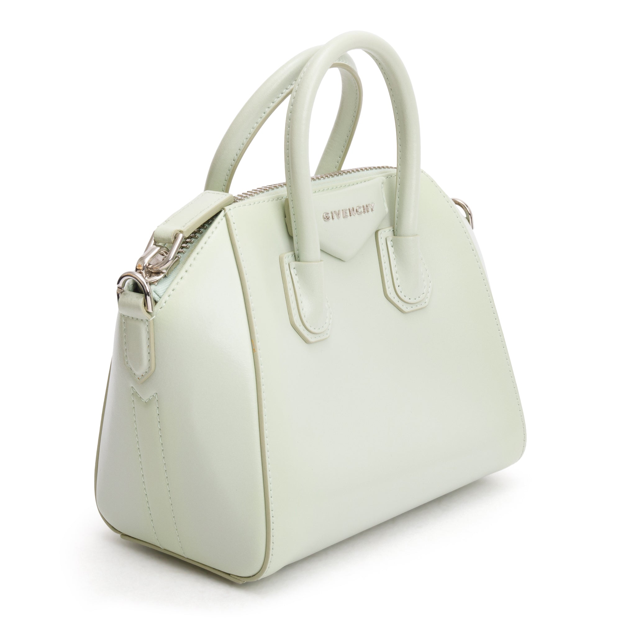 Givenchy Green Box Leather Mini Antigona Bag w/ Strap