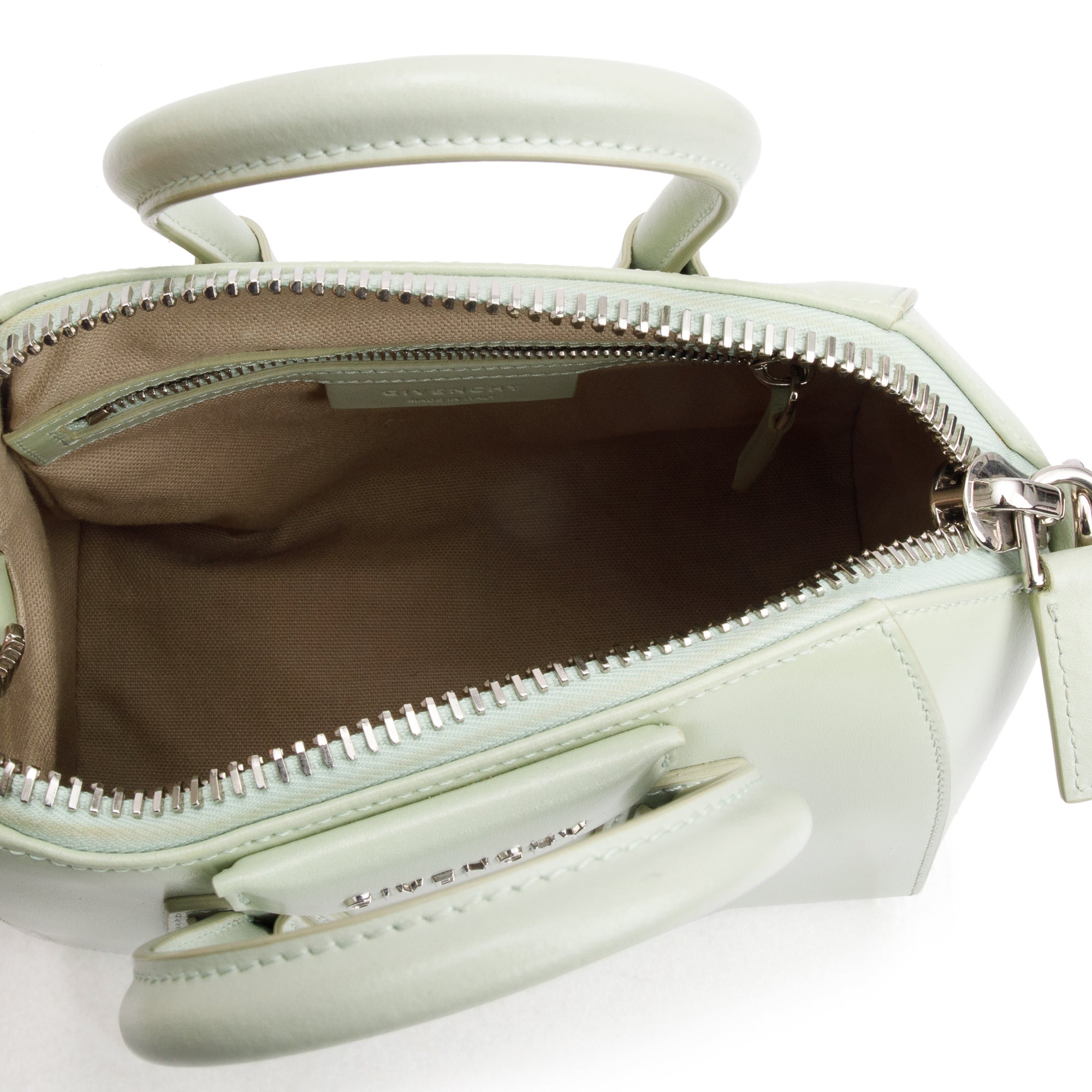 Givenchy Green Box Leather Mini Antigona Bag w/ Strap