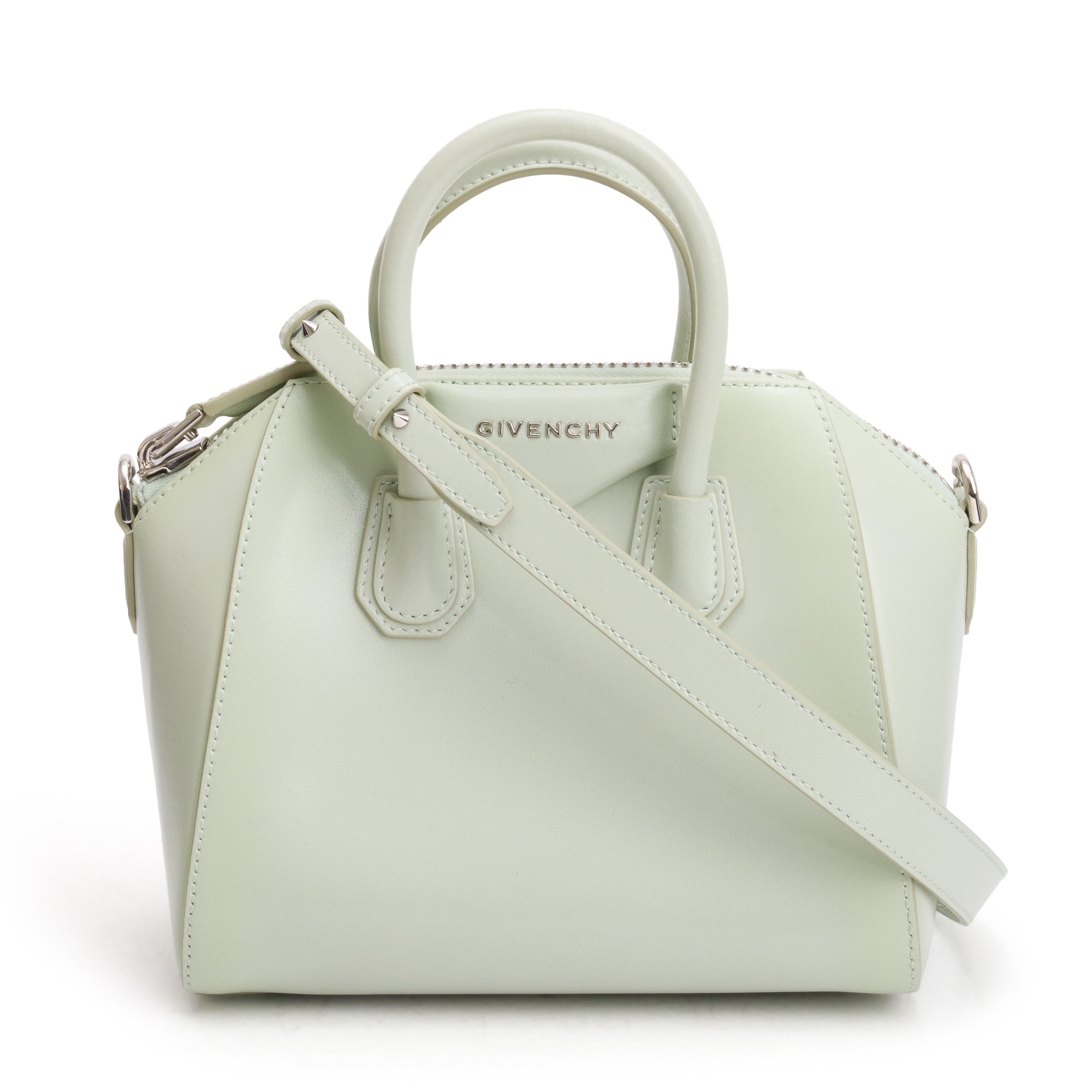 Givenchy Green Box Leather Mini Antigona Bag w/ Strap