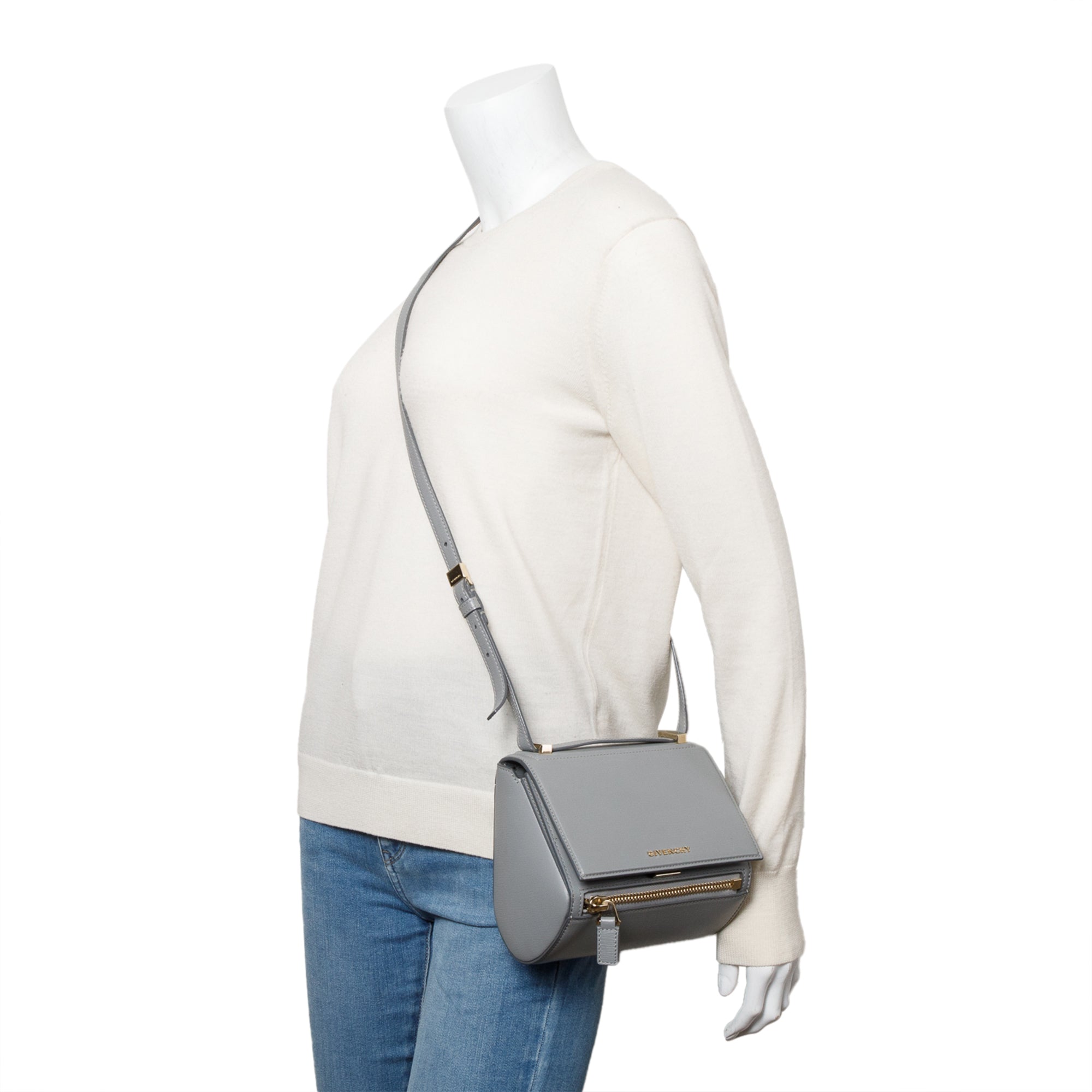 Givenchy Grey Box Leather Mini Pandora Box Chain Bag