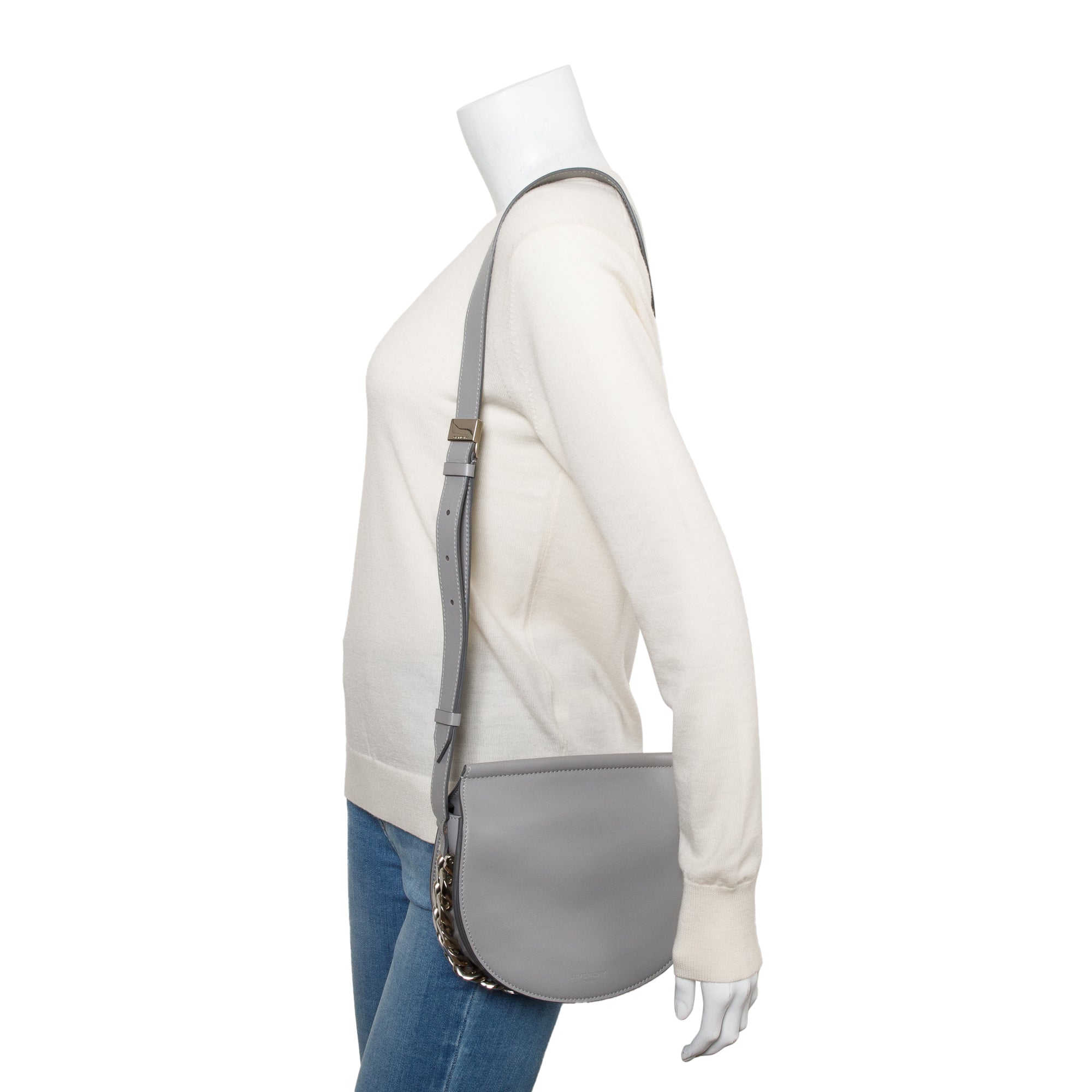 Givenchy Grey Calf Leather Mini Saddle Crossbody Bag