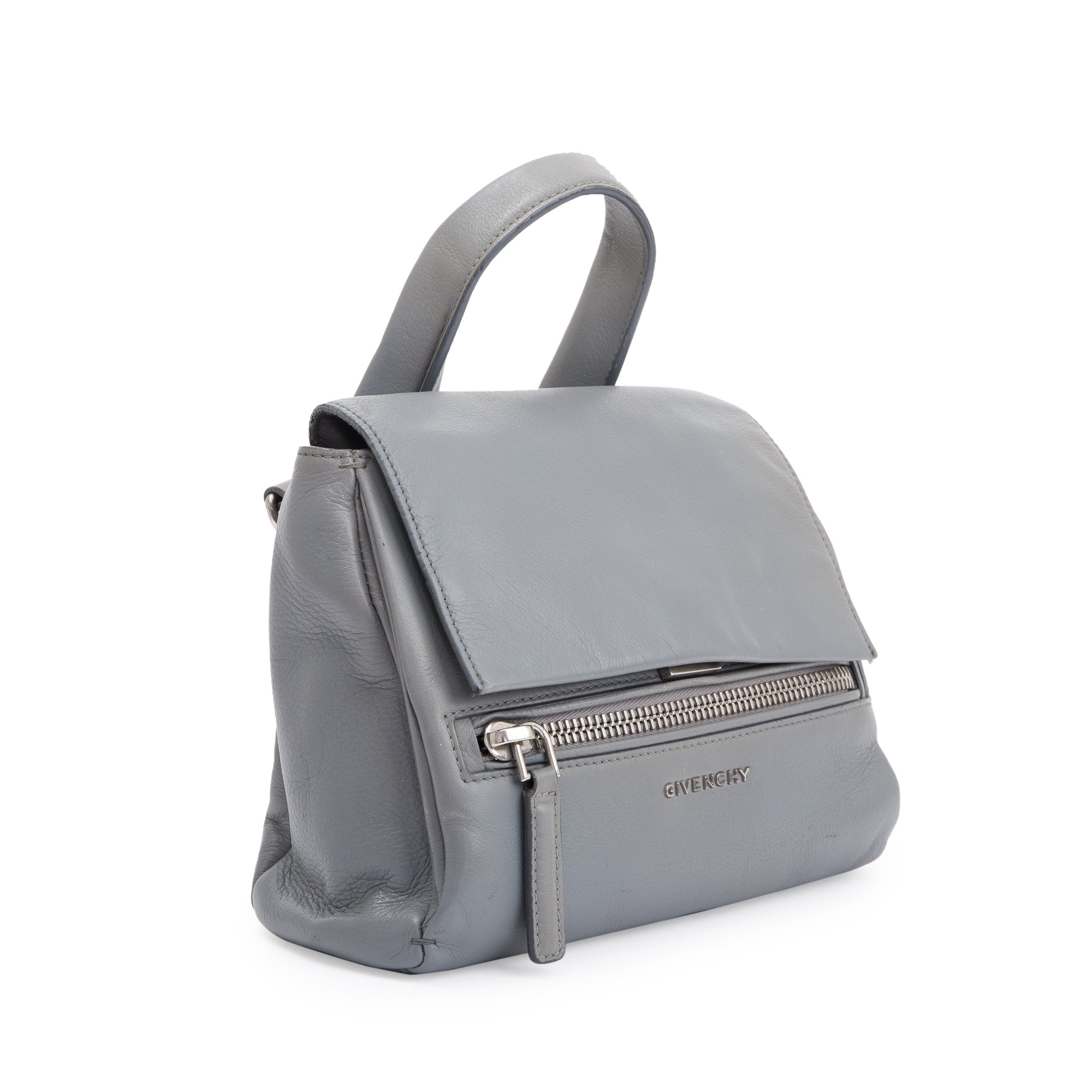 Givenchy Grey Calfskin Leather Pandora Pure Satchel Bag