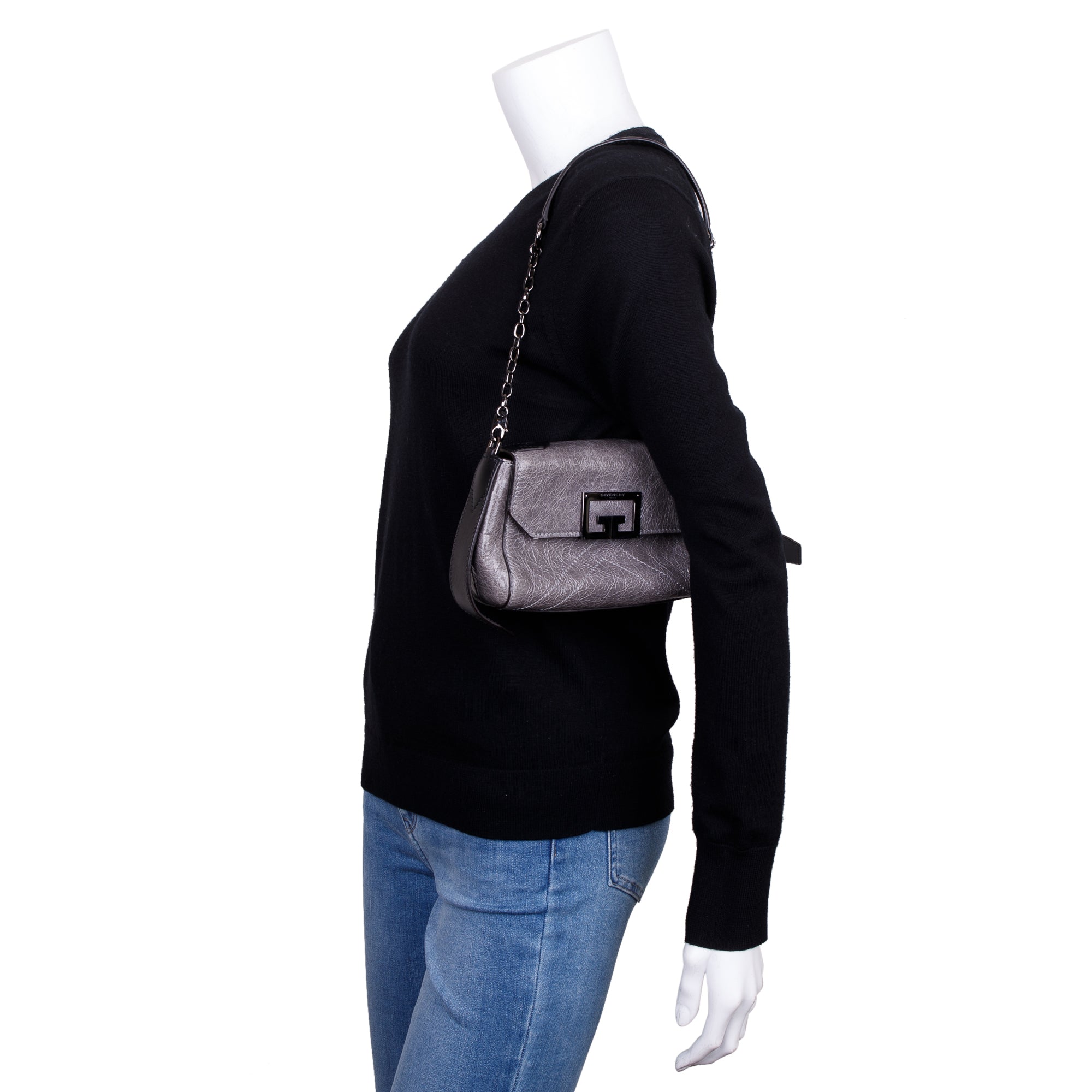 Givenchy Grey Crinkled Calfskin Leather ID Convertible Belt Bag