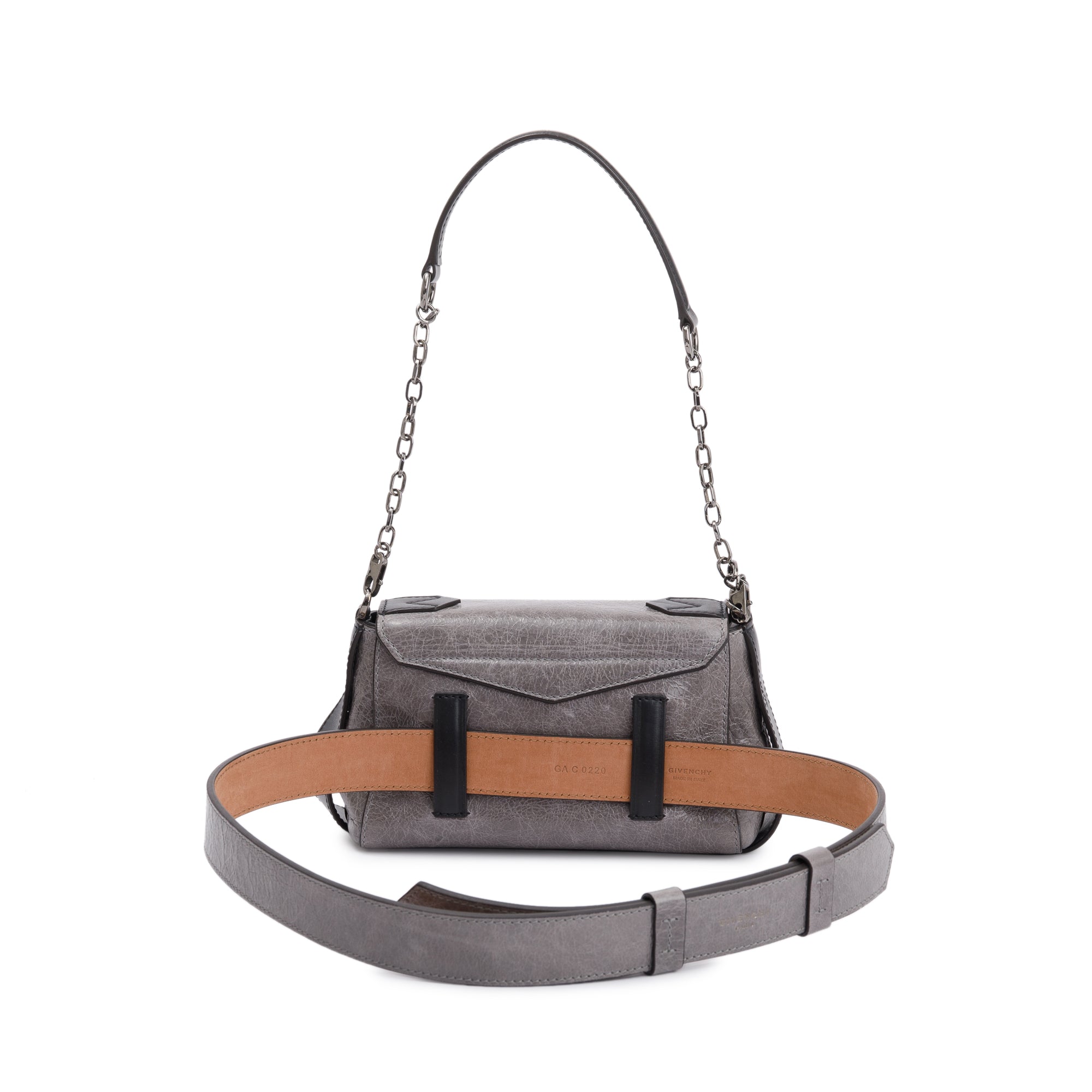 Givenchy Grey Crinkled Calfskin Leather ID Convertible Belt Bag