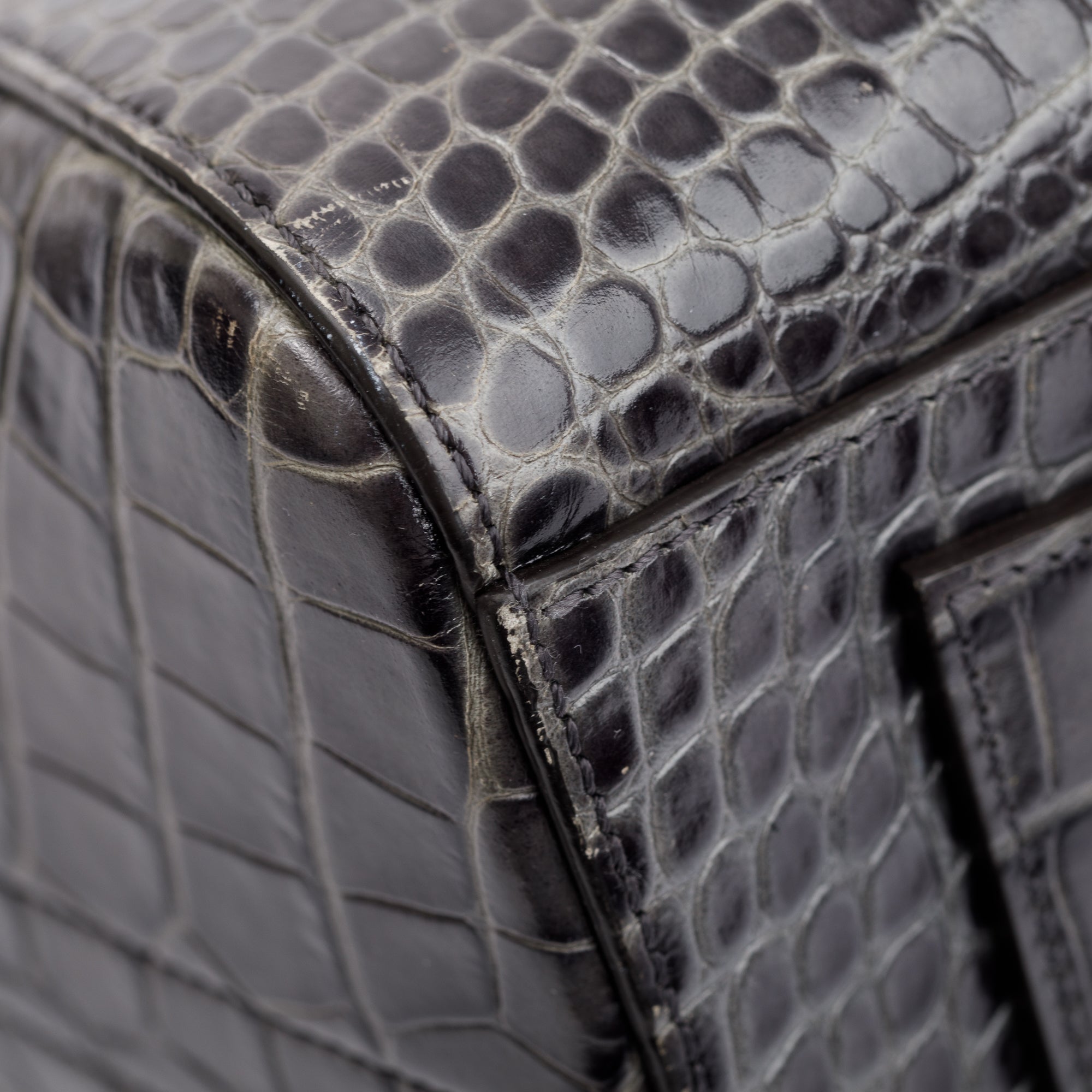 Givenchy Grey Croc-Embossed Leather Small Antigona Bag