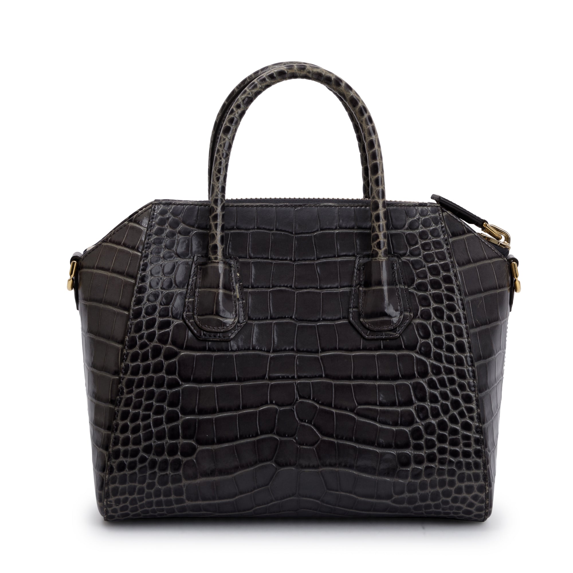 Givenchy Grey Croc-Embossed Leather Small Antigona Bag