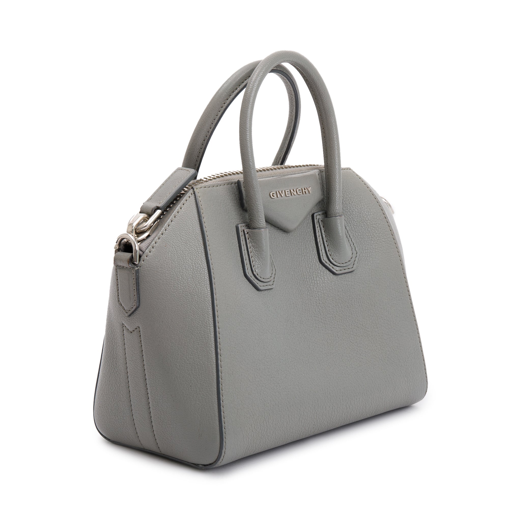 Givenchy Grey Goatskin Leather Mini Antigona Bag w/ Strap