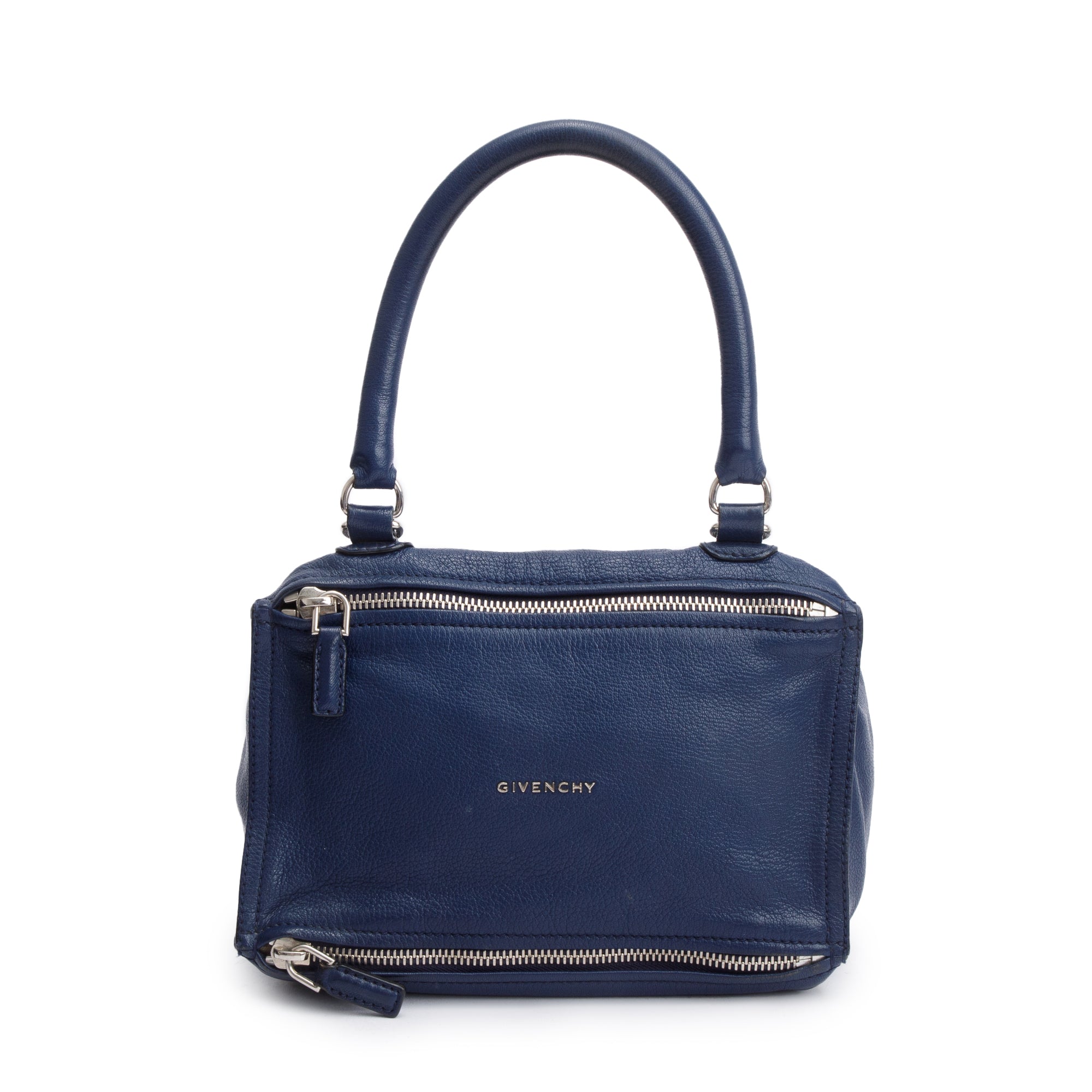 Givenchy Navy Grained Calfskin Leather Small Pandora Satchel