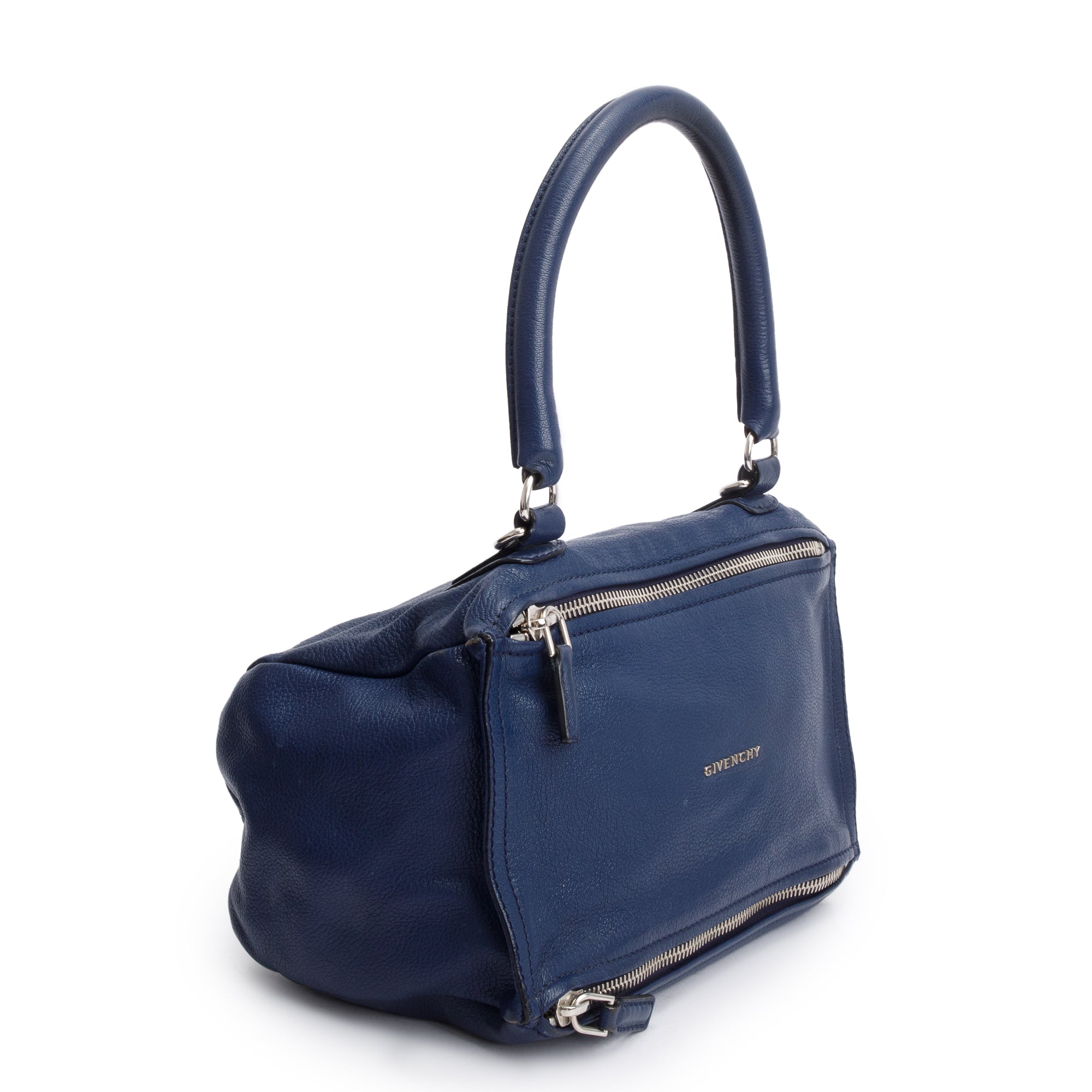 Givenchy Navy Grained Calfskin Leather Small Pandora Satchel