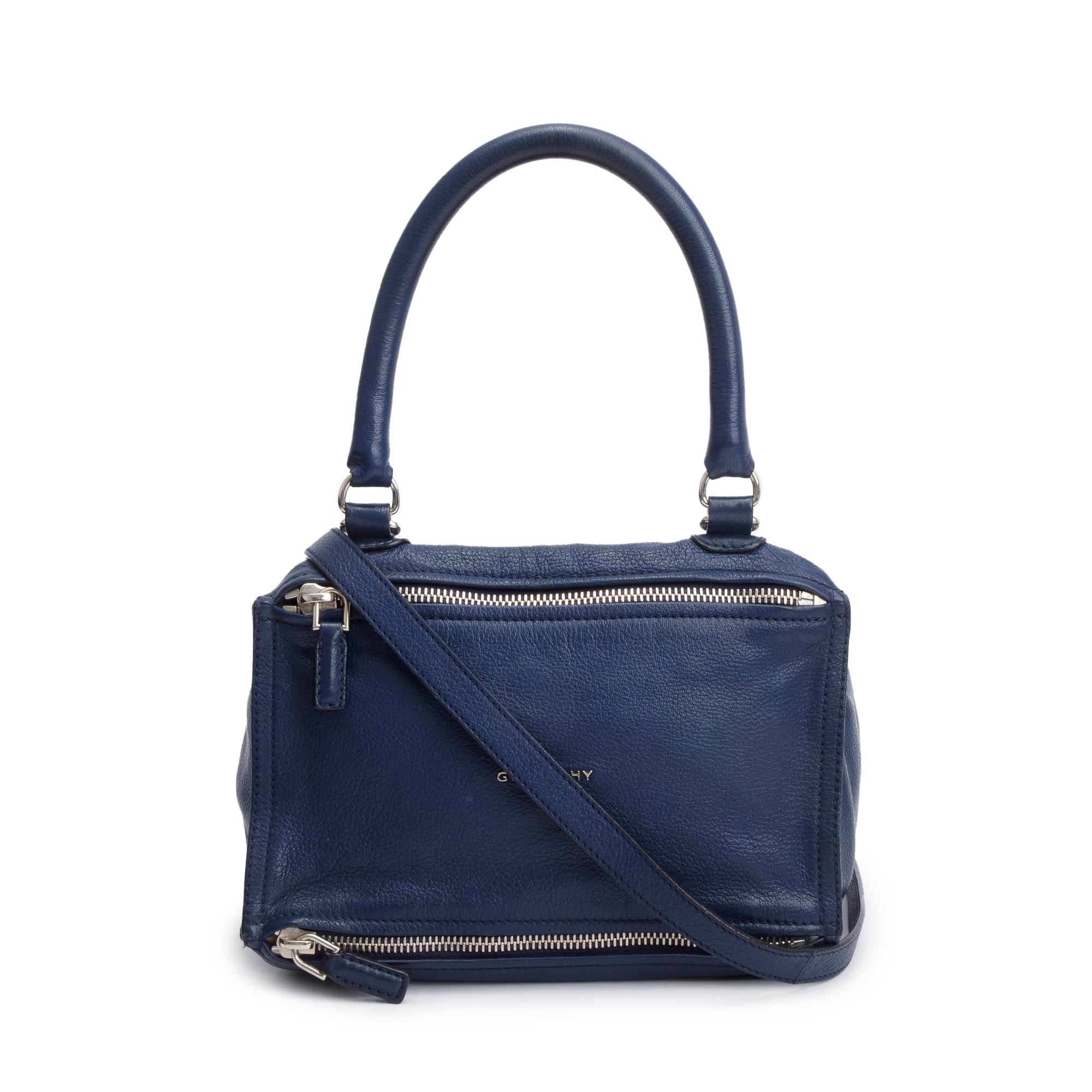 Givenchy Navy Grained Calfskin Leather Small Pandora Satchel