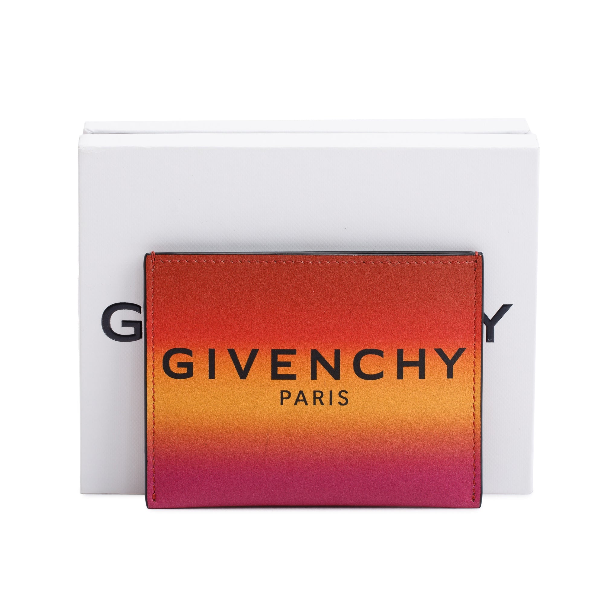 Givenchy Orange Ombre Calfskin 3 CC Card Holder w/ Box