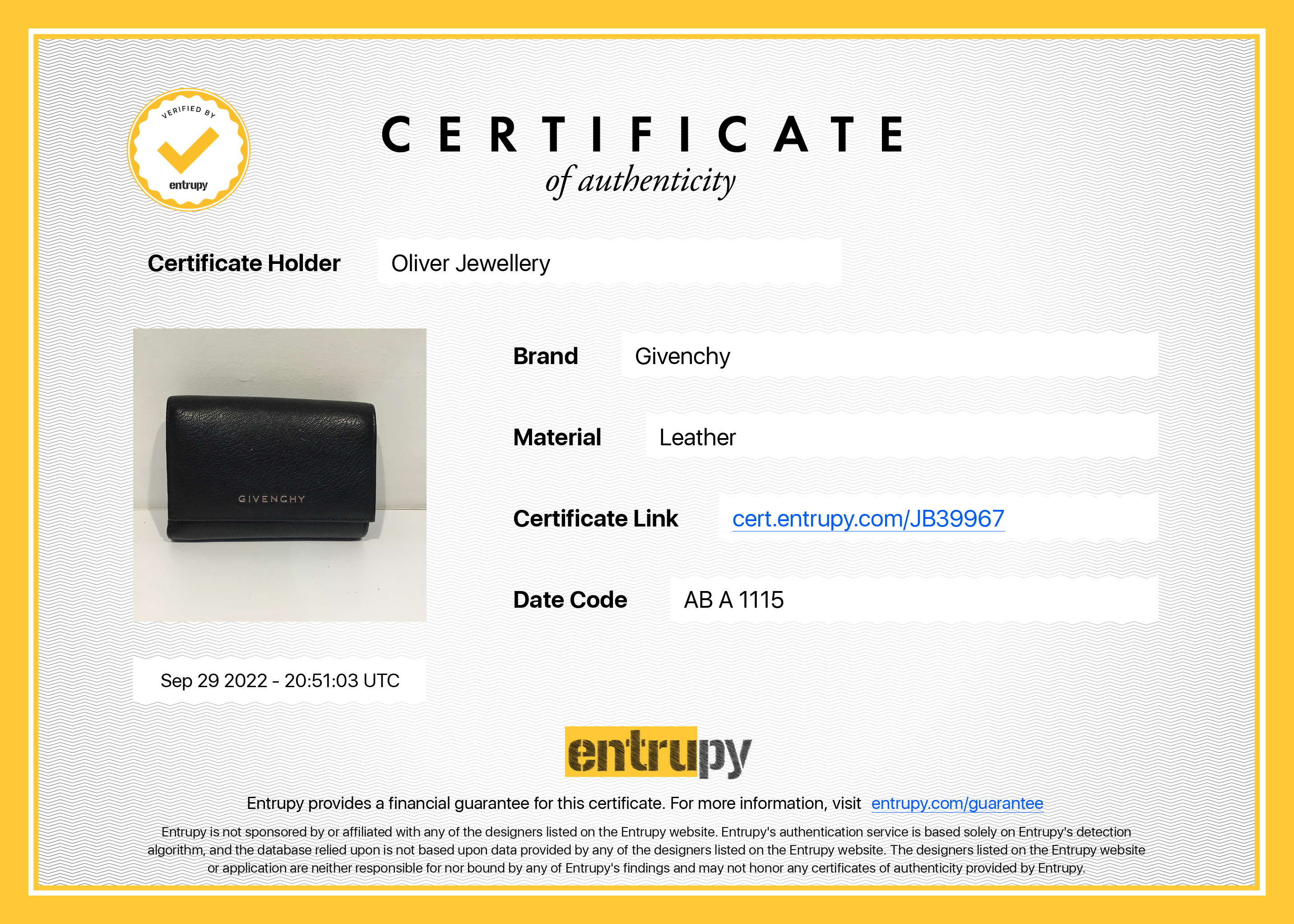 Givenchy Pandora Leather Trifold Compact Wallet w/ Box